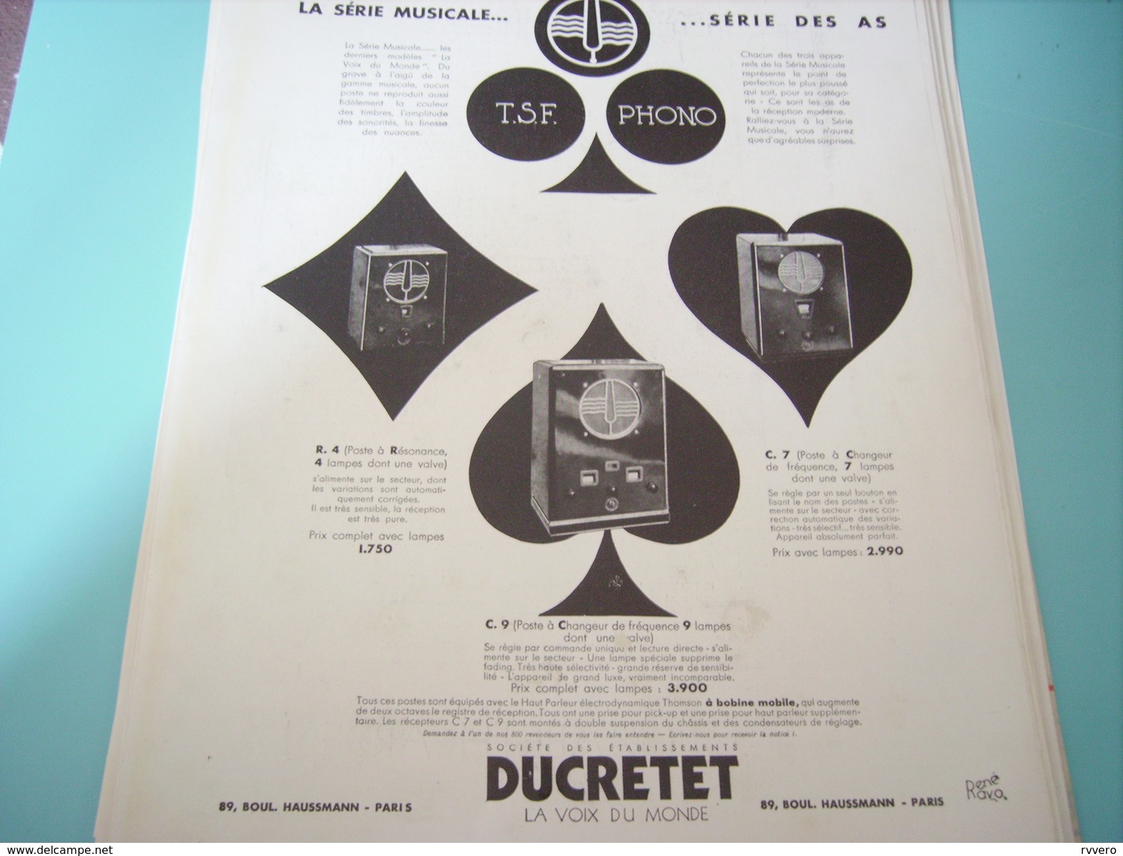 ANCIENNE PUBLICITE SERIE MUSICALE TSF/PHONO DUCRETET 1932 - Autres & Non Classés