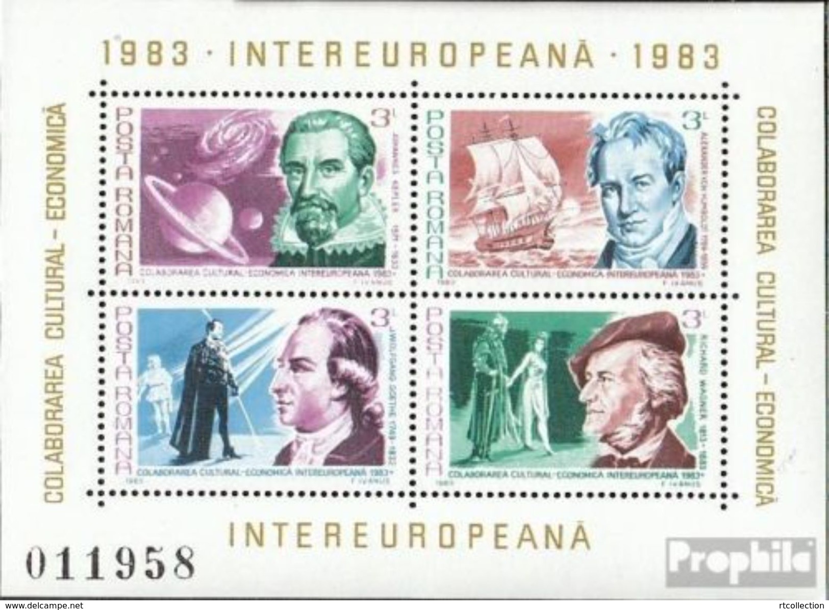 Romania 1983 International Europa Famous People Sciences INTEREUROPA S/S Stamps MNH SC#3135 Michel 193 - Unused Stamps