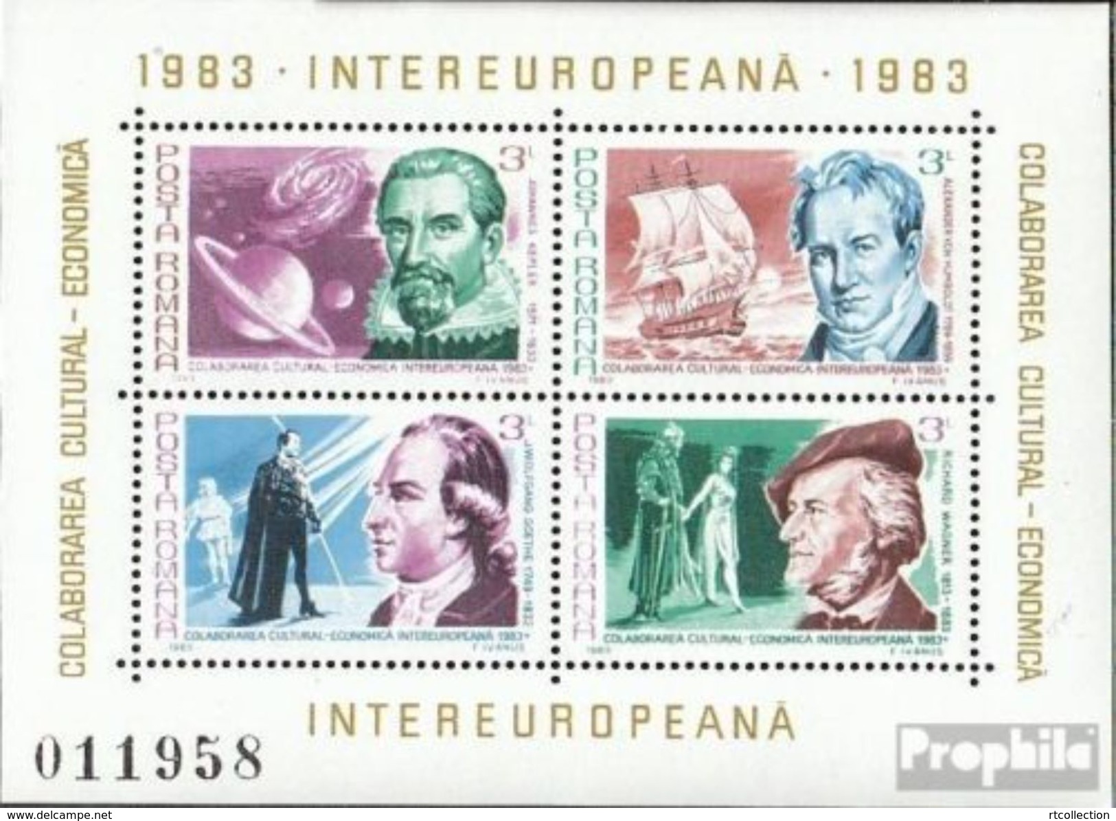 Romania 1983 International Europa Famous People Sciences INTEREUROPA S/S Stamps MNH SC#3135 Michel 193 - Other & Unclassified