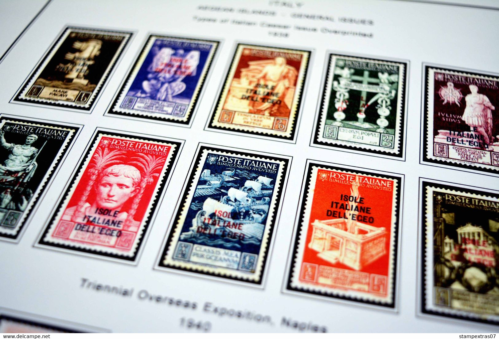 COLOR PRINTED AEGEAN ISLANDS 1912-1940 STAMP ALBUM PAGES (10 illustrated pages) >> FEUILLES ALBUM