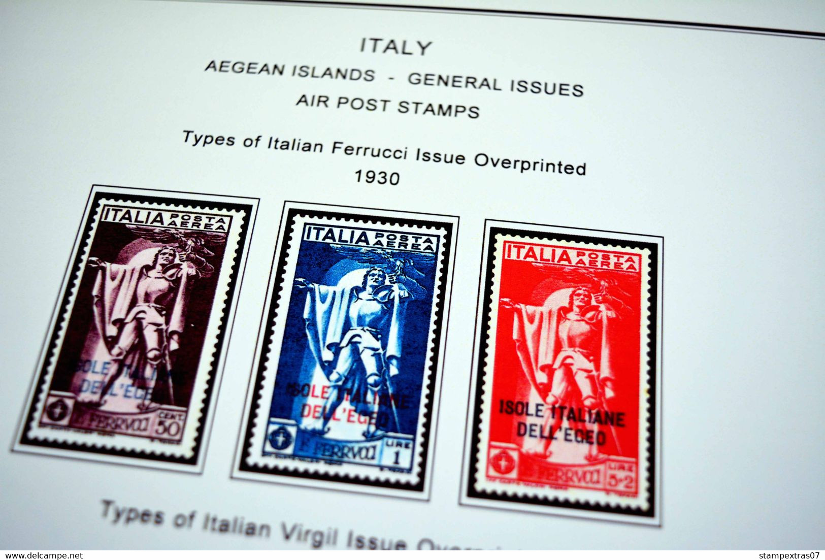 COLOR PRINTED AEGEAN ISLANDS 1912-1940 STAMP ALBUM PAGES (10 illustrated pages) >> FEUILLES ALBUM