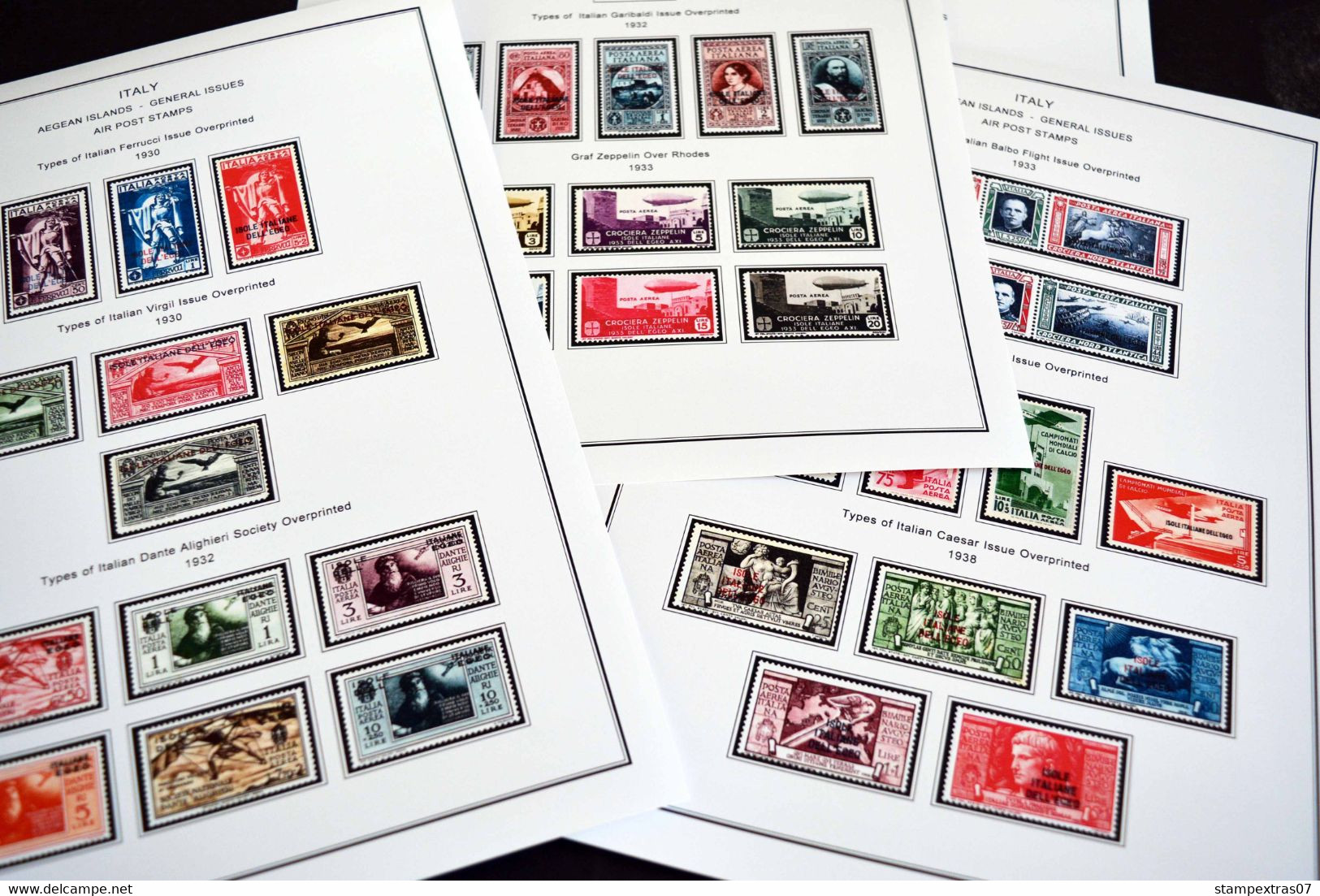 COLOR PRINTED AEGEAN ISLANDS 1912-1940 STAMP ALBUM PAGES (10 illustrated pages) >> FEUILLES ALBUM