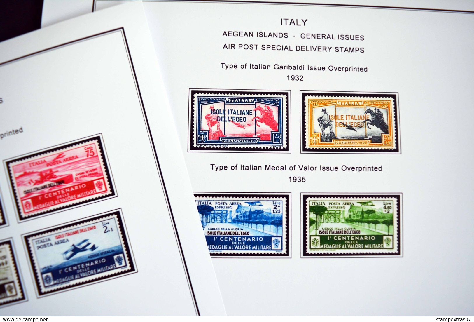 COLOR PRINTED AEGEAN ISLANDS 1912-1940 STAMP ALBUM PAGES (10 illustrated pages) >> FEUILLES ALBUM