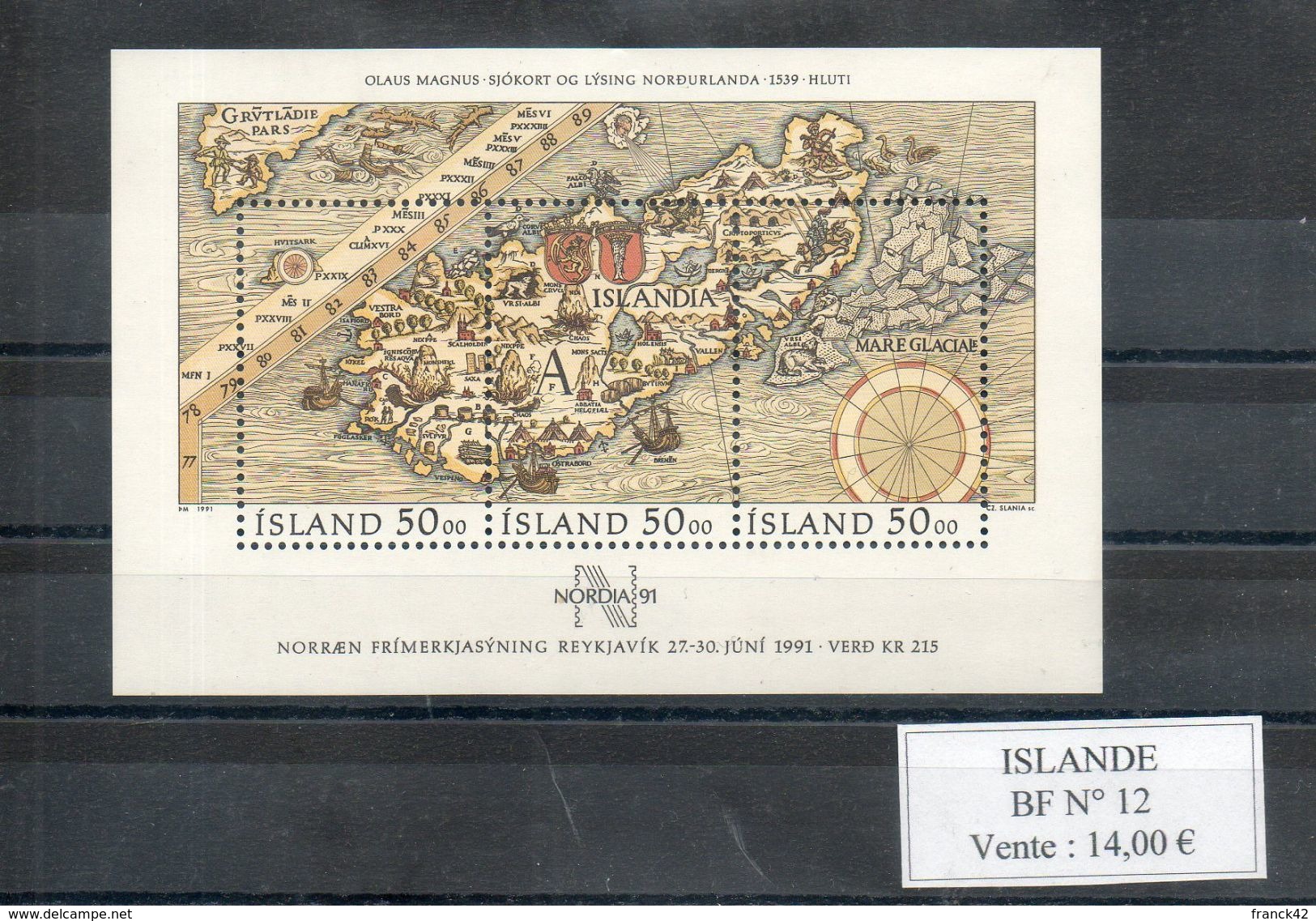 Islande. Bloc Feuillet. Carte 1539 - Blokken & Velletjes