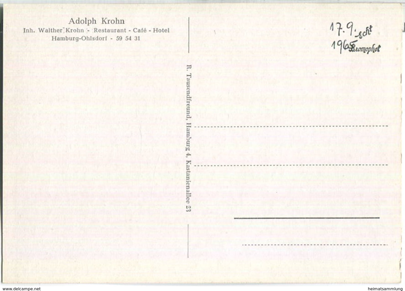 Hamburg-Ohlsdorf - Restaurant Adolph Krohn - Inh. Walter Krohn - Nord