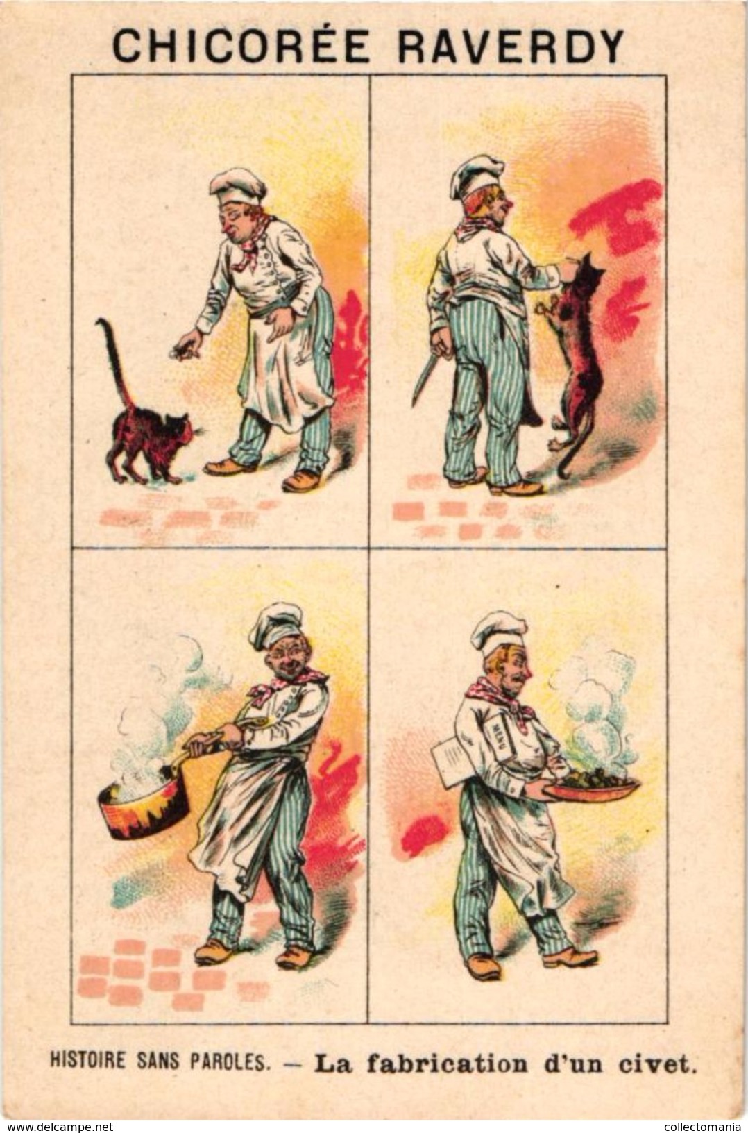 19 cartes litho chromos TRES ANCIENS c1890, comme bandes dessinés, publicitaires Tapioca; imprimeur COURBE ROUZET