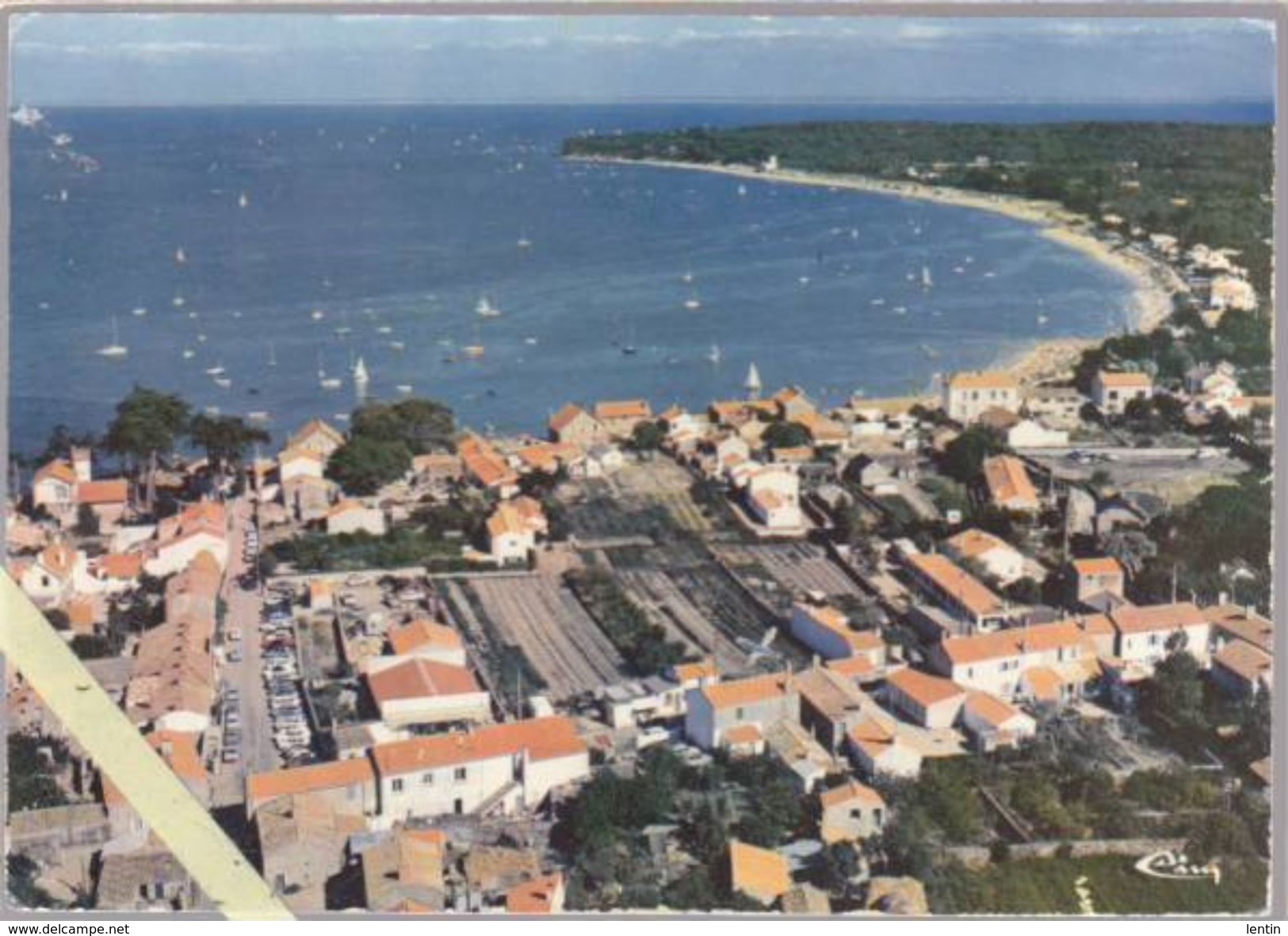 Vendée - Noirmoutier - Le Vieil - Vue Aérienne - Le Centre Du Bourg Et La Plage  - 10.5 X 15 Cm - Ile De Noirmoutier