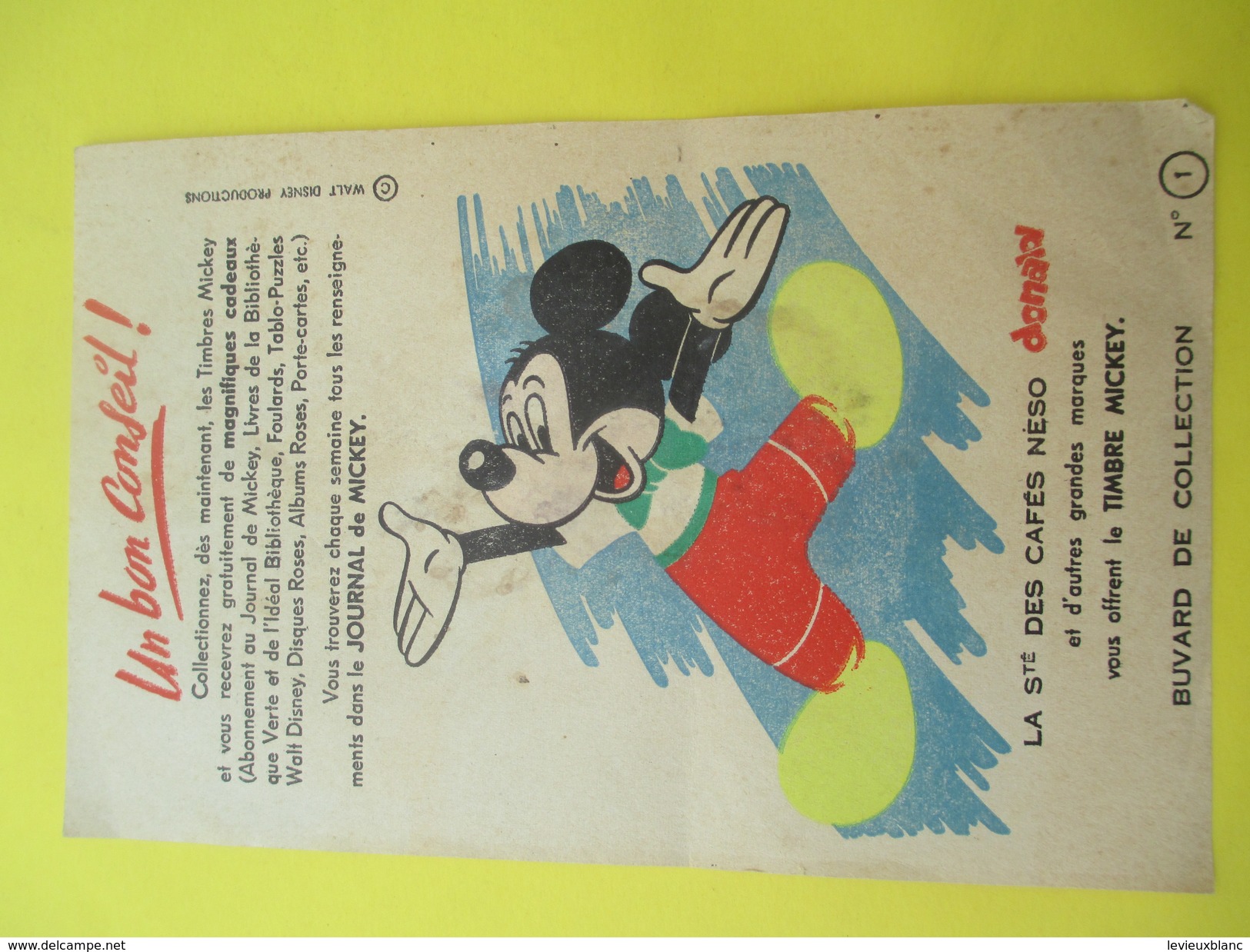 Buvard De Collection/Collectionnez Les Timbres Mickey/Journal De Mickey/Café Néso/Vers 1950                   BUV288 - J