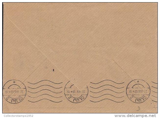 62188- MUSHROOMS, STURGEON FISH, STAMPS ON COVER, 1959, ROMANIA - Storia Postale