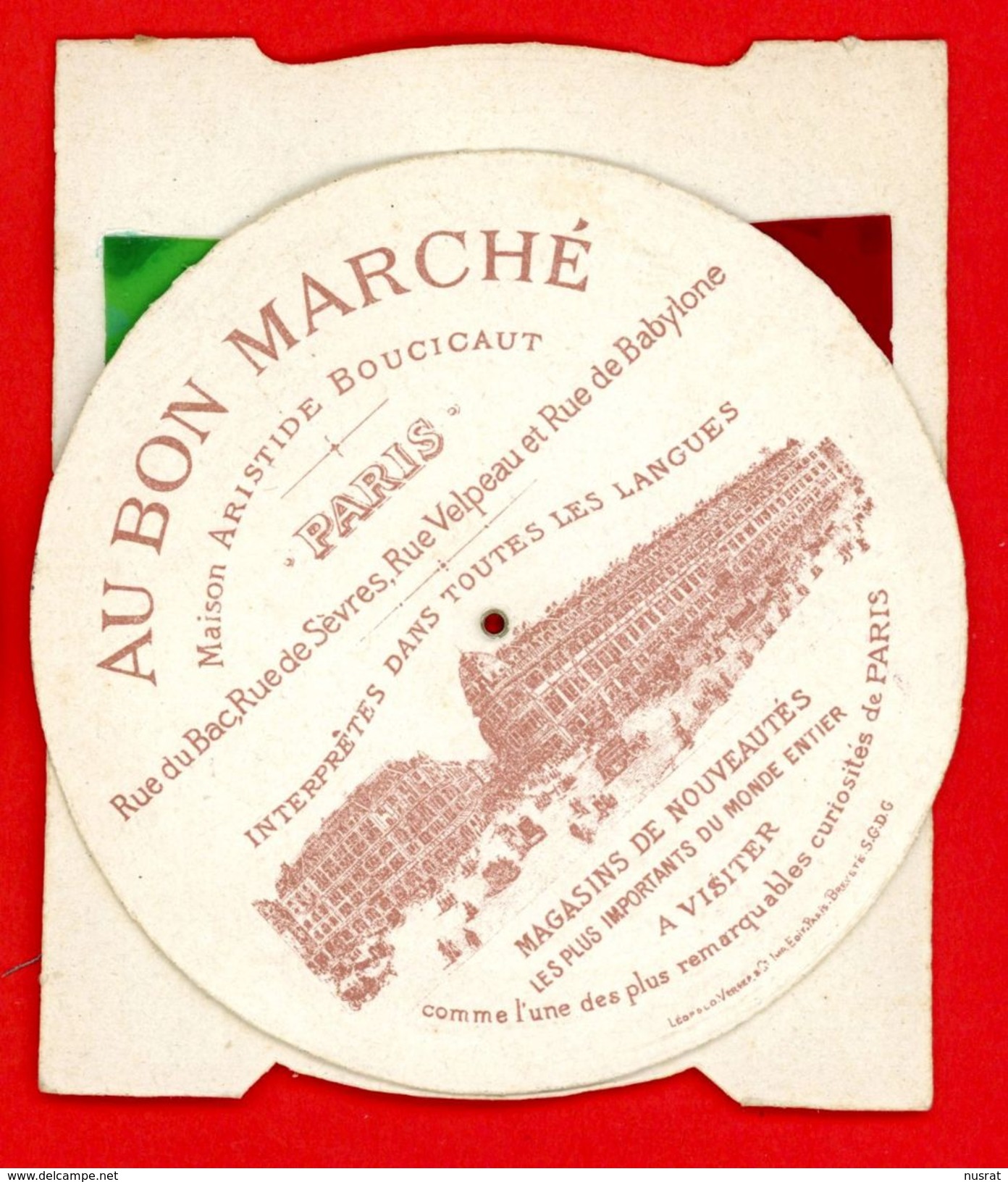 Au Bon Marché, Chromo à Système Lith. Léopold Verger VER-9 Enfants, Au Luxembourg Victorian System Card, Spinning Disk - Au Bon Marché