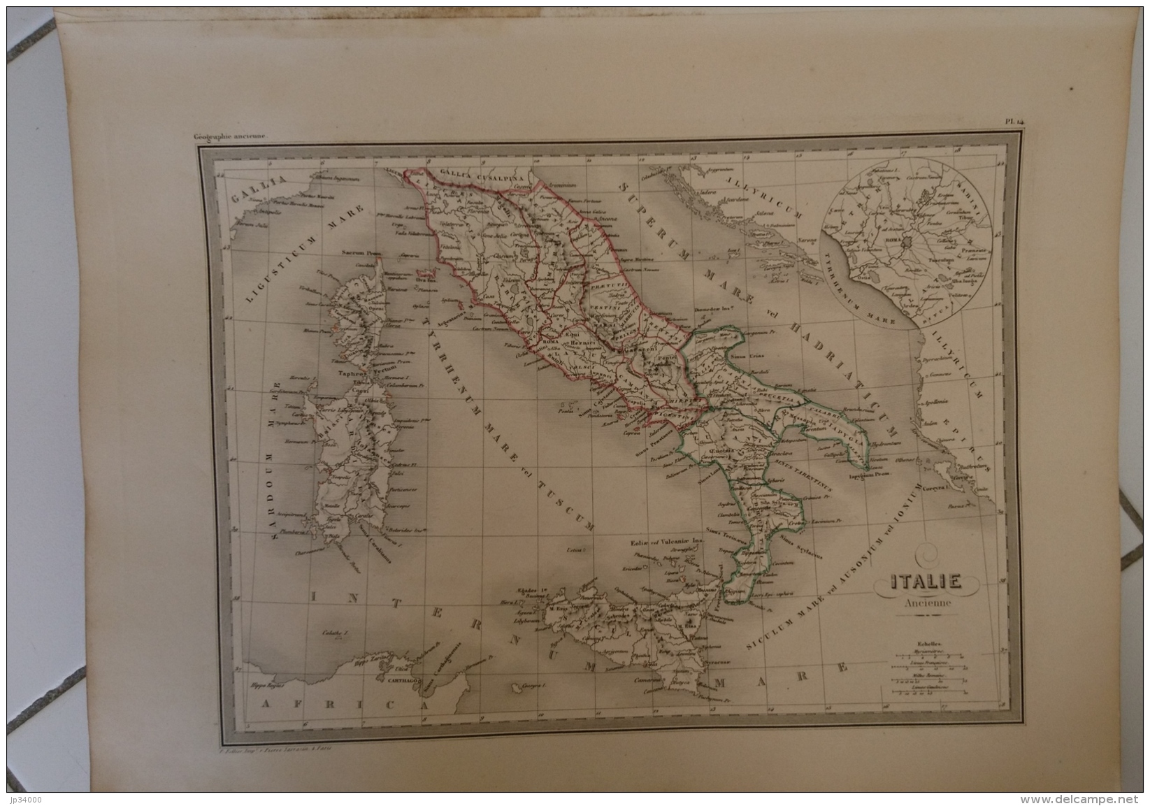 CARTE GEOGRAPHIQUE ANCIENNE: ITALIE Ancienne. - Cartes Géographiques