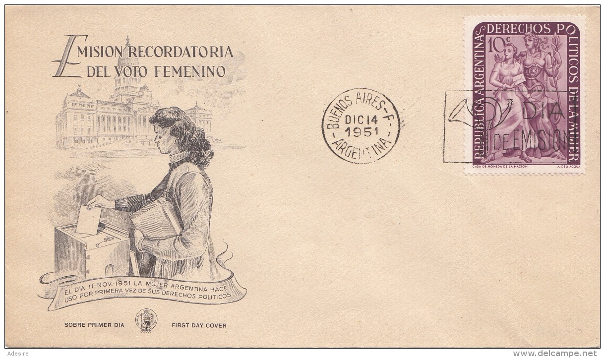 ARGENTINIEN 1951 - 10 C Sondermarke Auf Erstagbrief - FDC