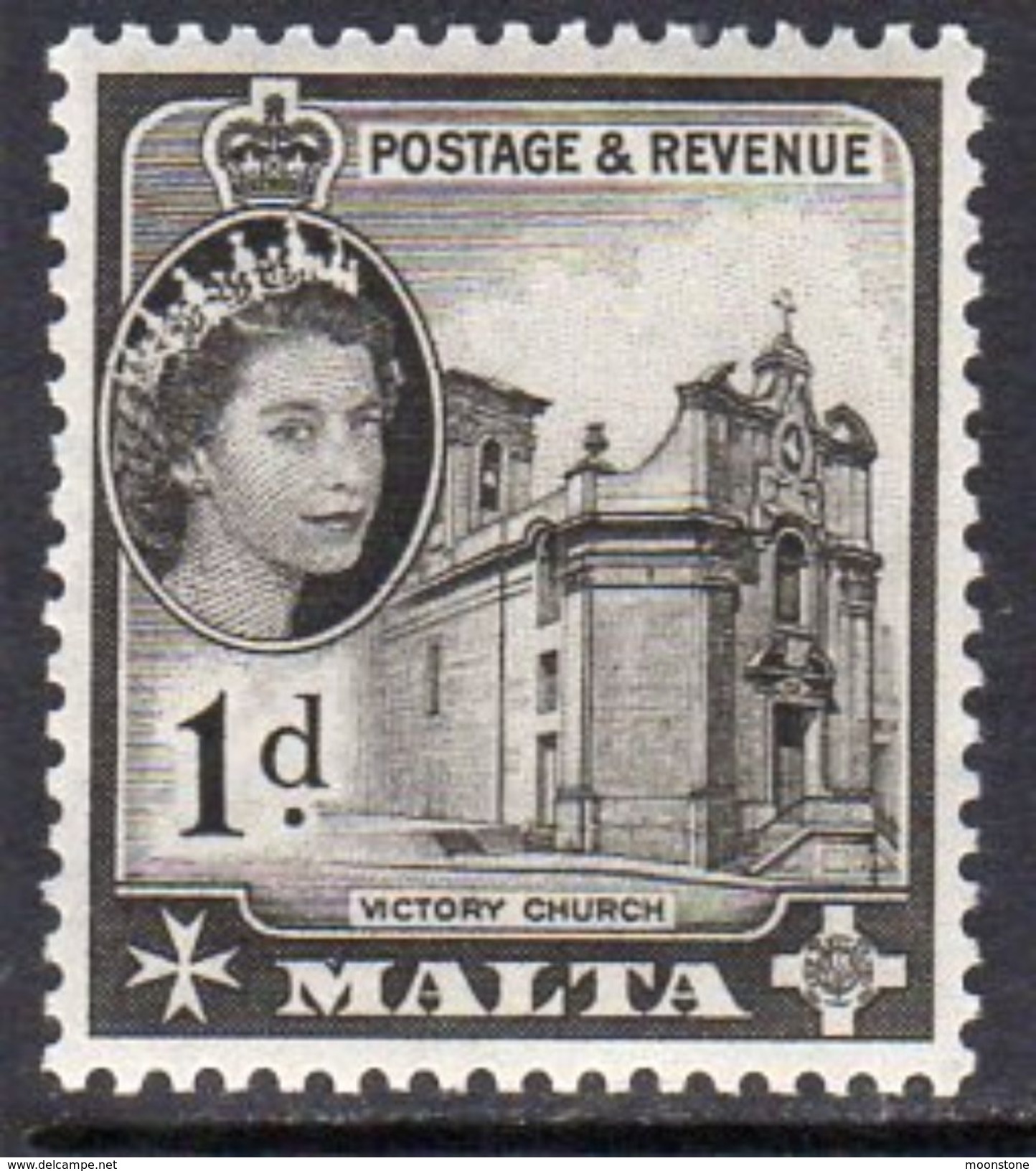 Malta 1956-8 1d Definitive, Victory Church, MNH SG 268 (A) - Malte