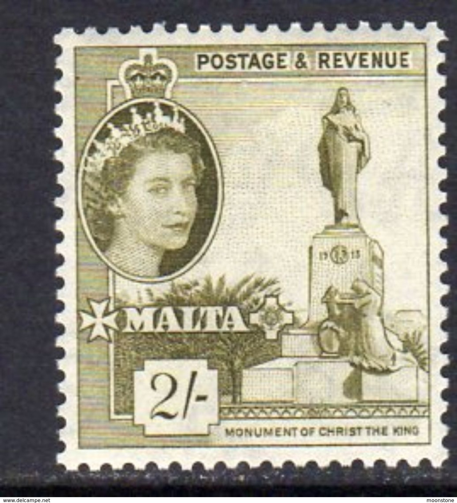 Malta 1956-8 2/- Definitive, Christ The King Monument, MNH SG 278 (A) - Malte