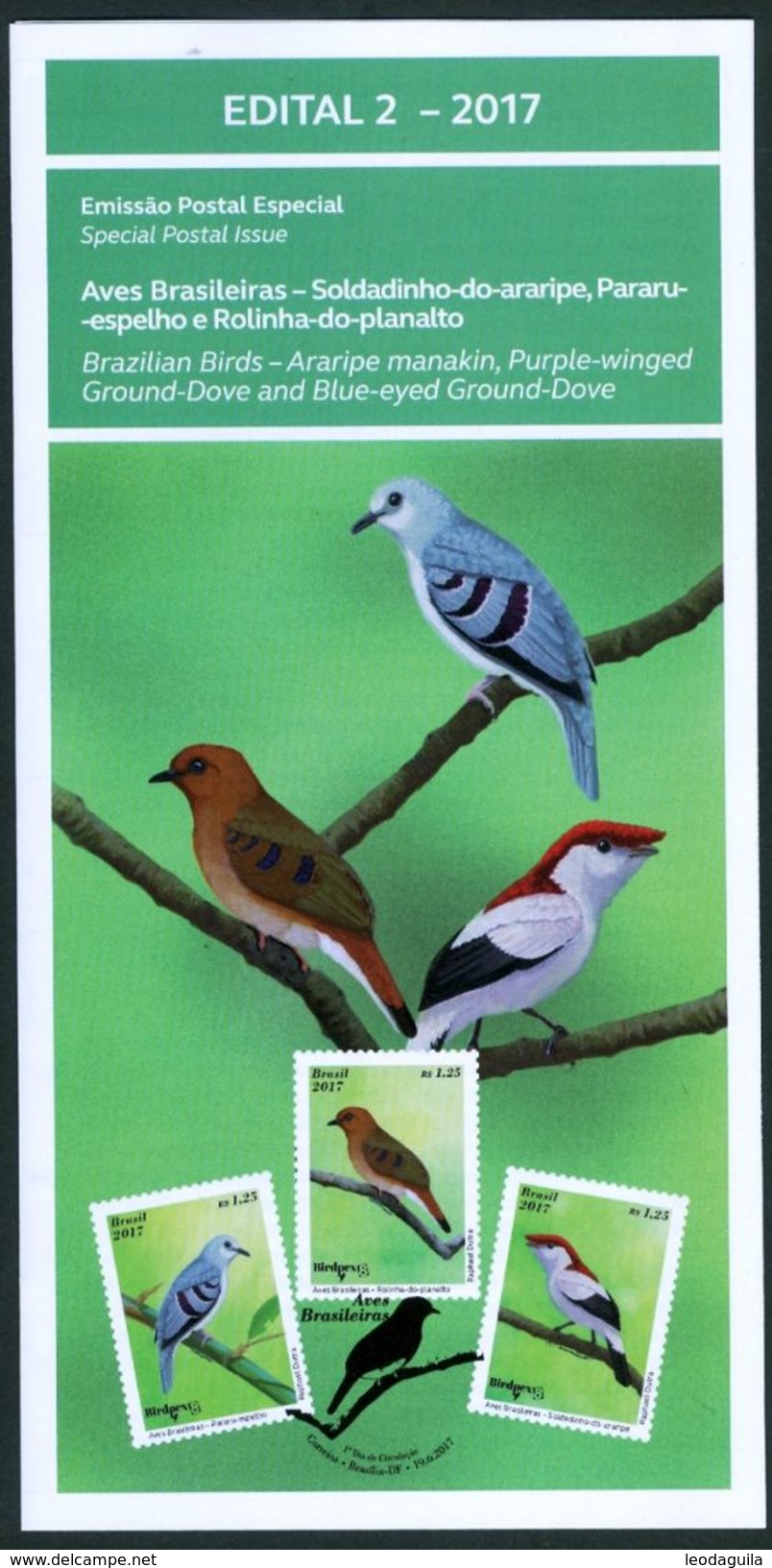 BRAZIL 2017 - ENDANGERED BRAZILIAN  BIRDS - EDICT Nr. 2 - Covers & Documents