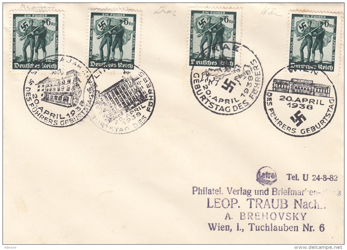 DEUTSCHES REICH 1938 - 4 Fach Frankierung Mit Verschiedenen Sonderstempel - Briefe U. Dokumente