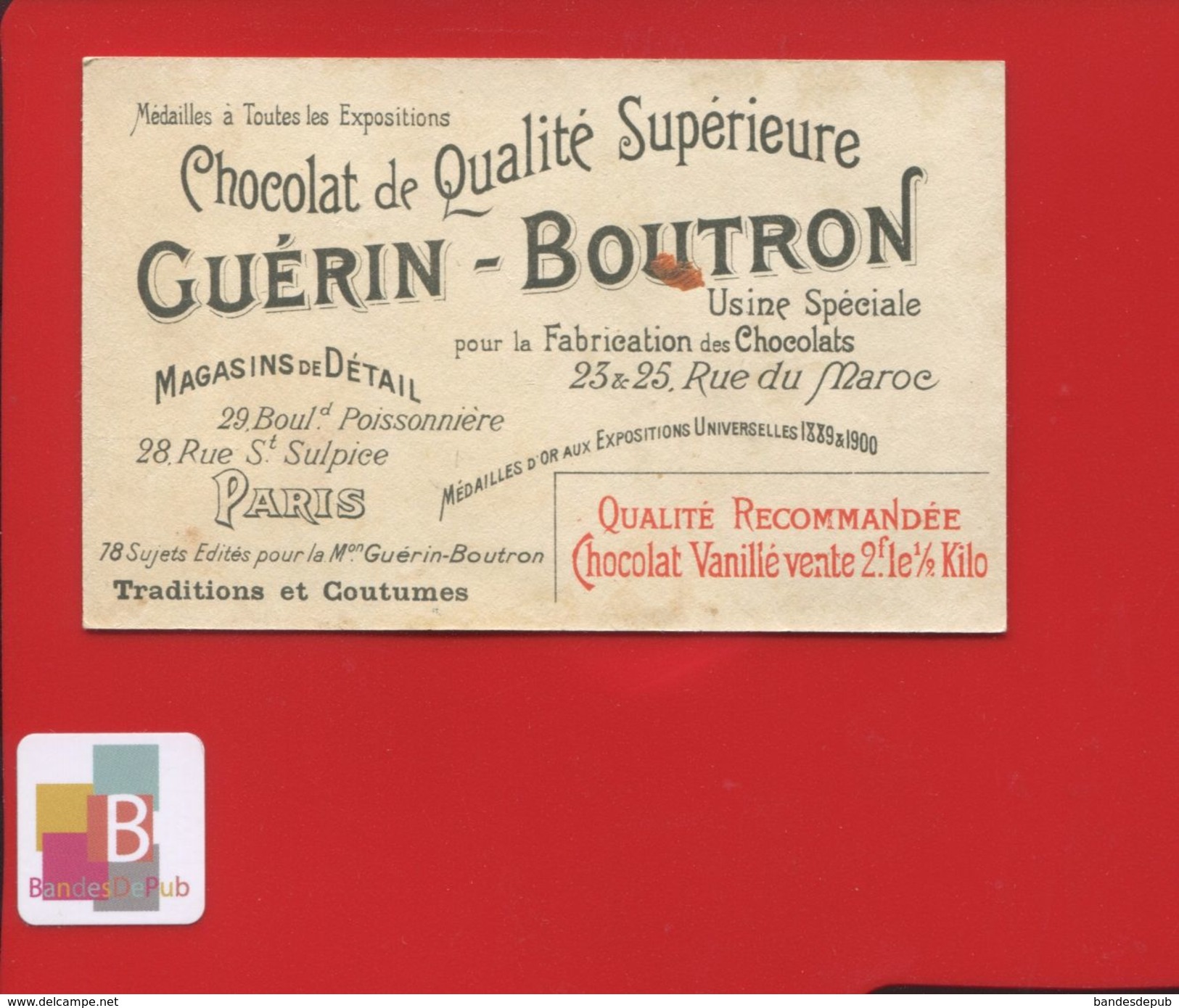 Chocolat Guérin Boutron Jolie Chromo Histoire France Coutume Fête Française Combat De Coqs Paris - Guérin-Boutron