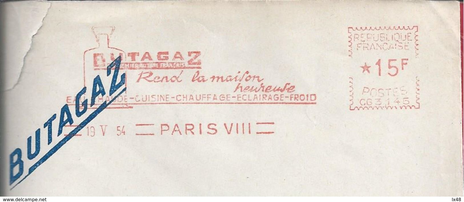 Butagaz.Bottle Gas.Butagaz.Gasflasche.Gassflasken.Mechanical Franchise Circulated In Paris In 1954.2scn.Rare. - Gaz
