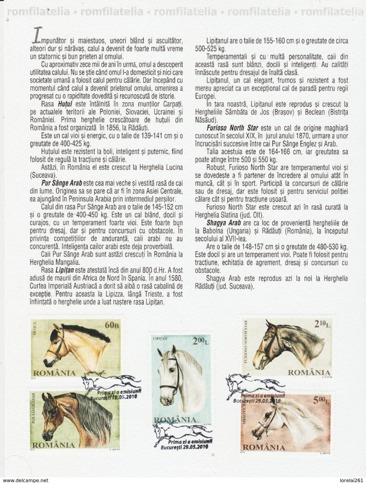 2010 - HORSE BREEDS ( Printing Of 350 Numberad Copies !!! ) - FDC