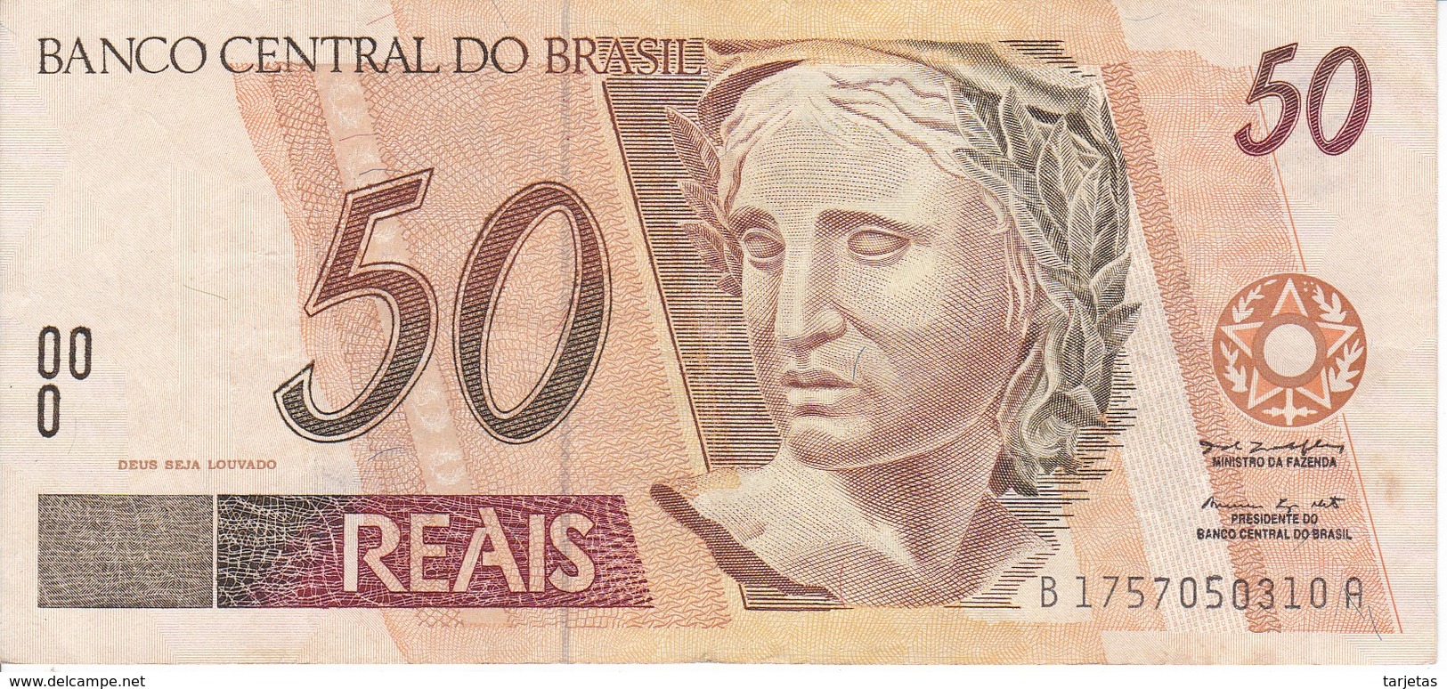 BILLETE DE BRASIL DE 50 REAIS DEL AÑO 1994 DE UNA PANTERA (ONCA PINTADA) CALIDAD EBC (XF)   (BANKNOTE) - Brasil