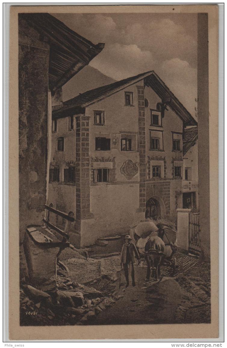 Altes Haus In Ardez - Ochsenwagen Mit Heu Animee - Photo: Engadin Press No. 1174 - Ardez