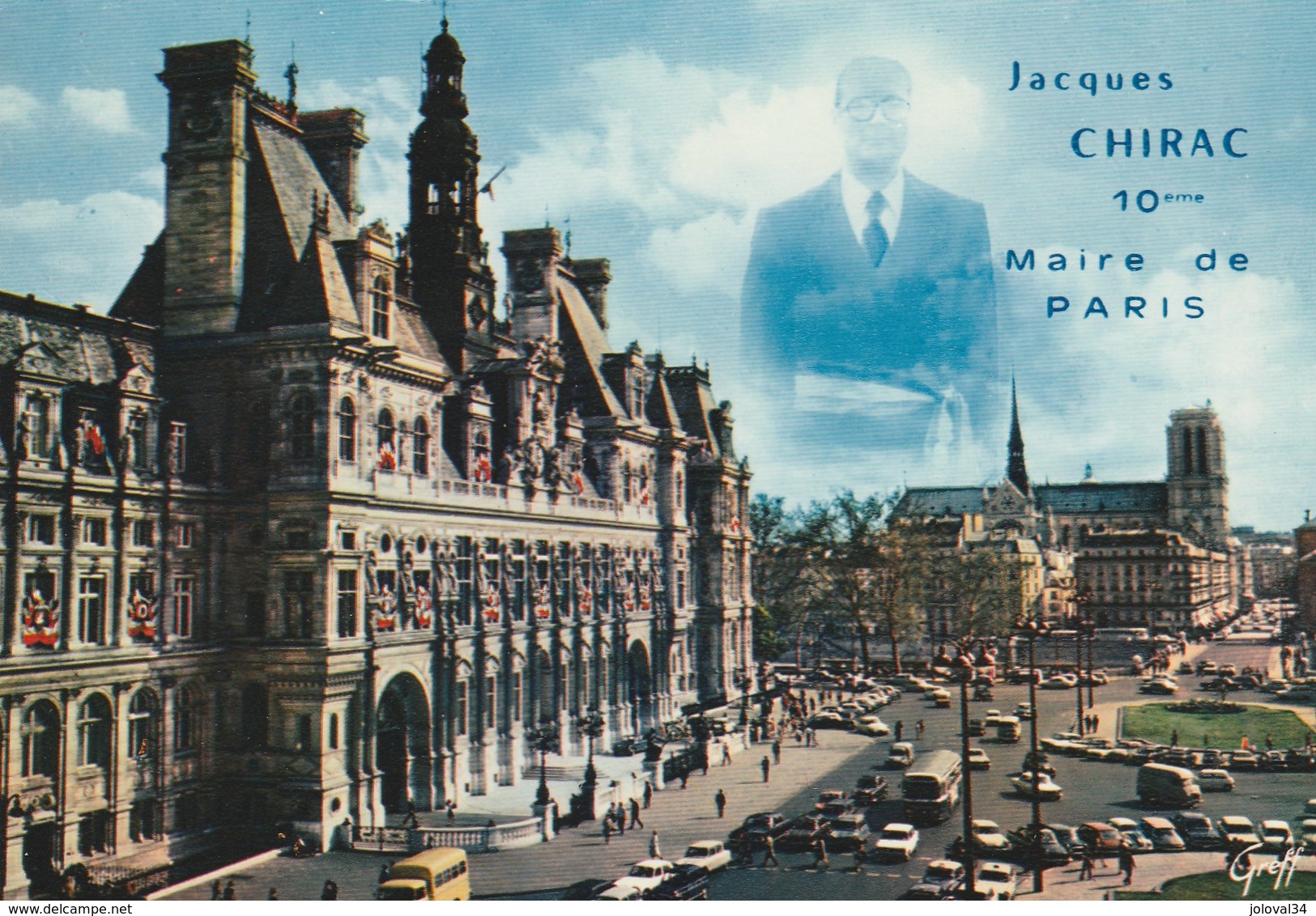 PARIS - L' Hôtel De Ville Et Notre Dame - Silhouette Jacques Chirac 10è Maire De Paris - Non écrite - Panorama's