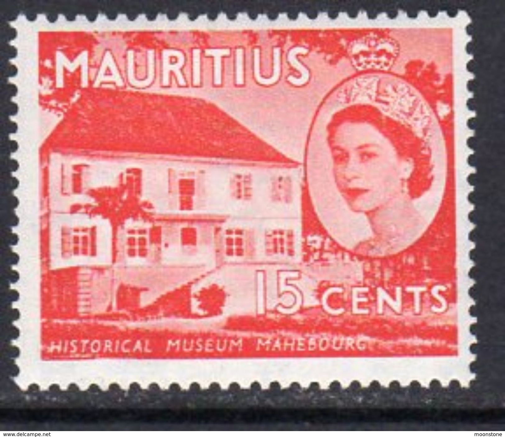 Mauritius QEII 1953-8 15c Definitive, Historical Museum, MNH SG 298 (A) - Mauritius (...-1967)