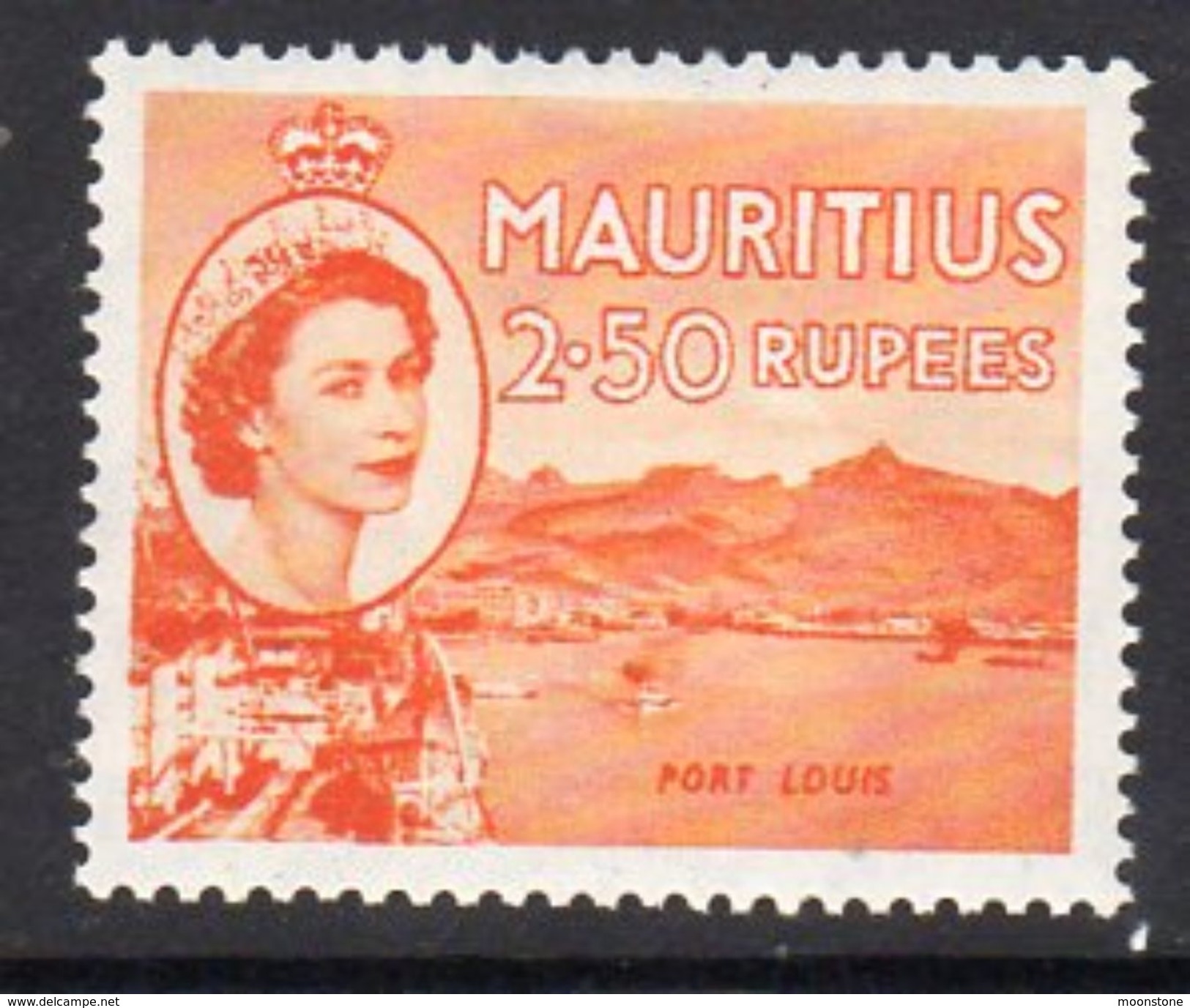 Mauritius QEII 1953-8 2 Rupee .50 Definitive, Port Louis, MNH SG 304 (A) - Mauritius (...-1967)