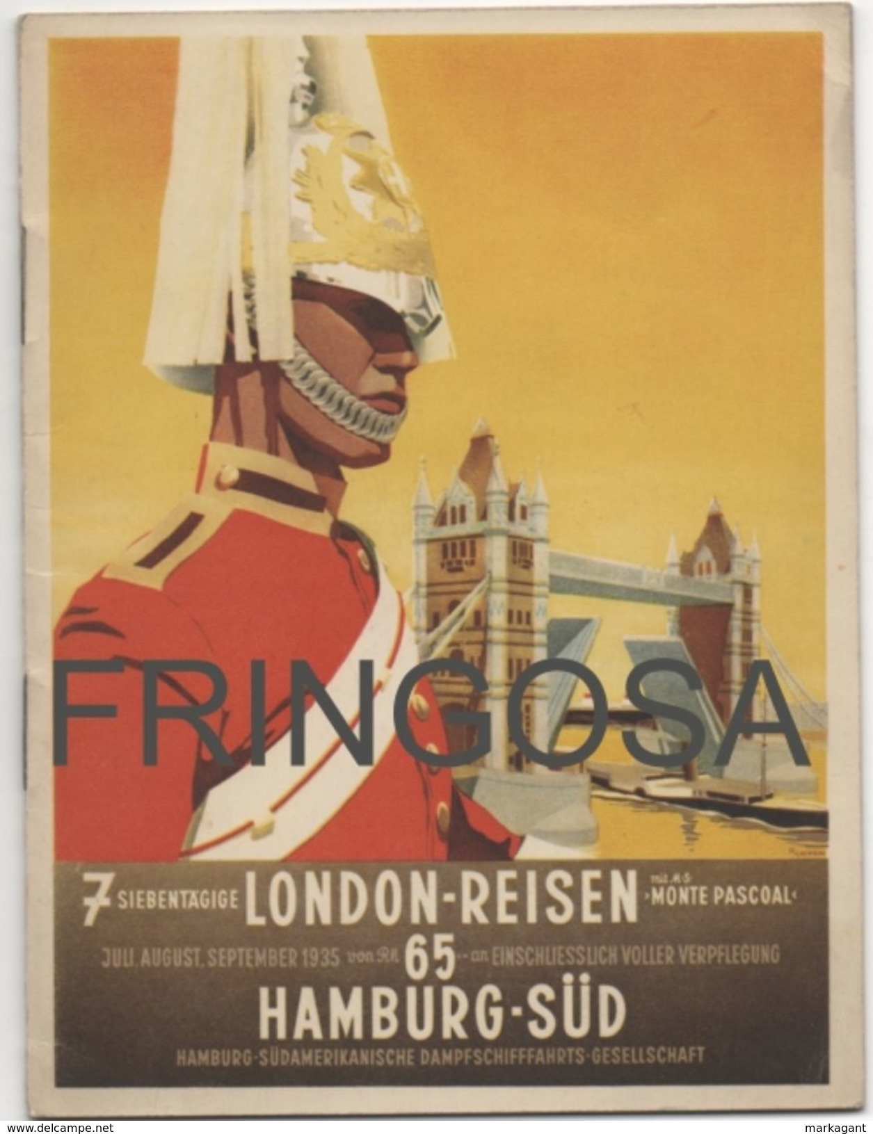 Brochure: London-Reisen 65 Hamburg-Süd 1935 - Dépliants Turistici