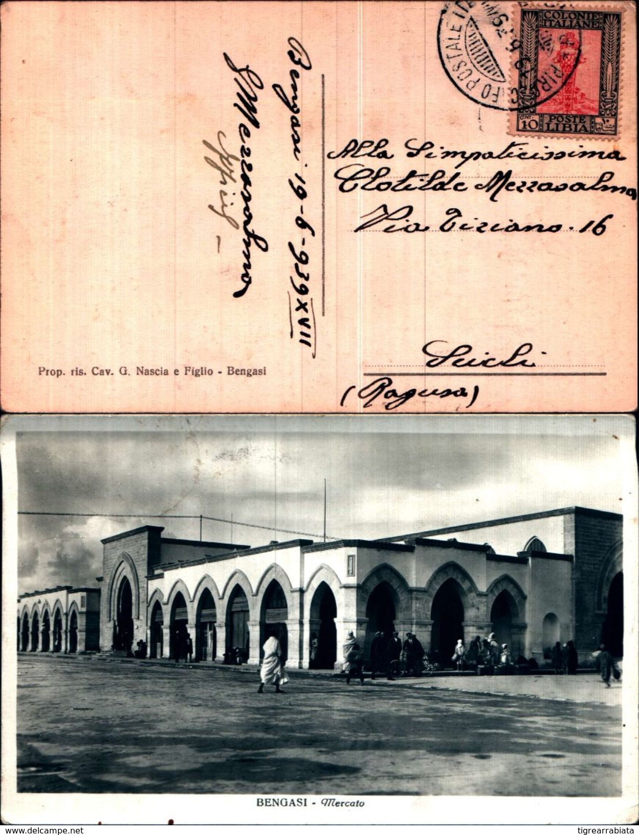 6406a)cartolina  -  Bengasi-mercato Cav.g.nascia E Figlio - Libia