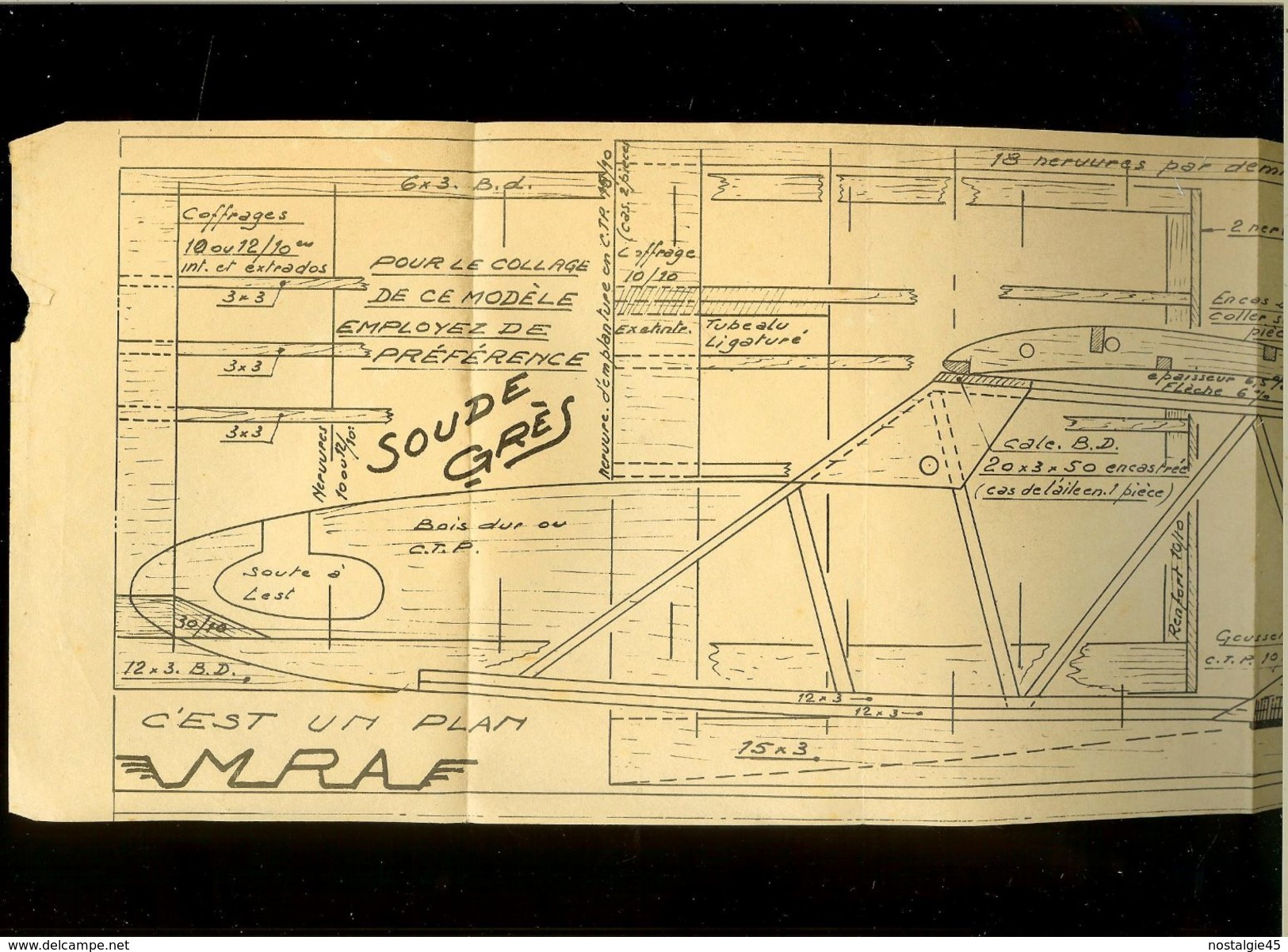 Aviation -Plan  De Planeur De Début  J.Morisset  FAON 120 - Autres & Non Classés