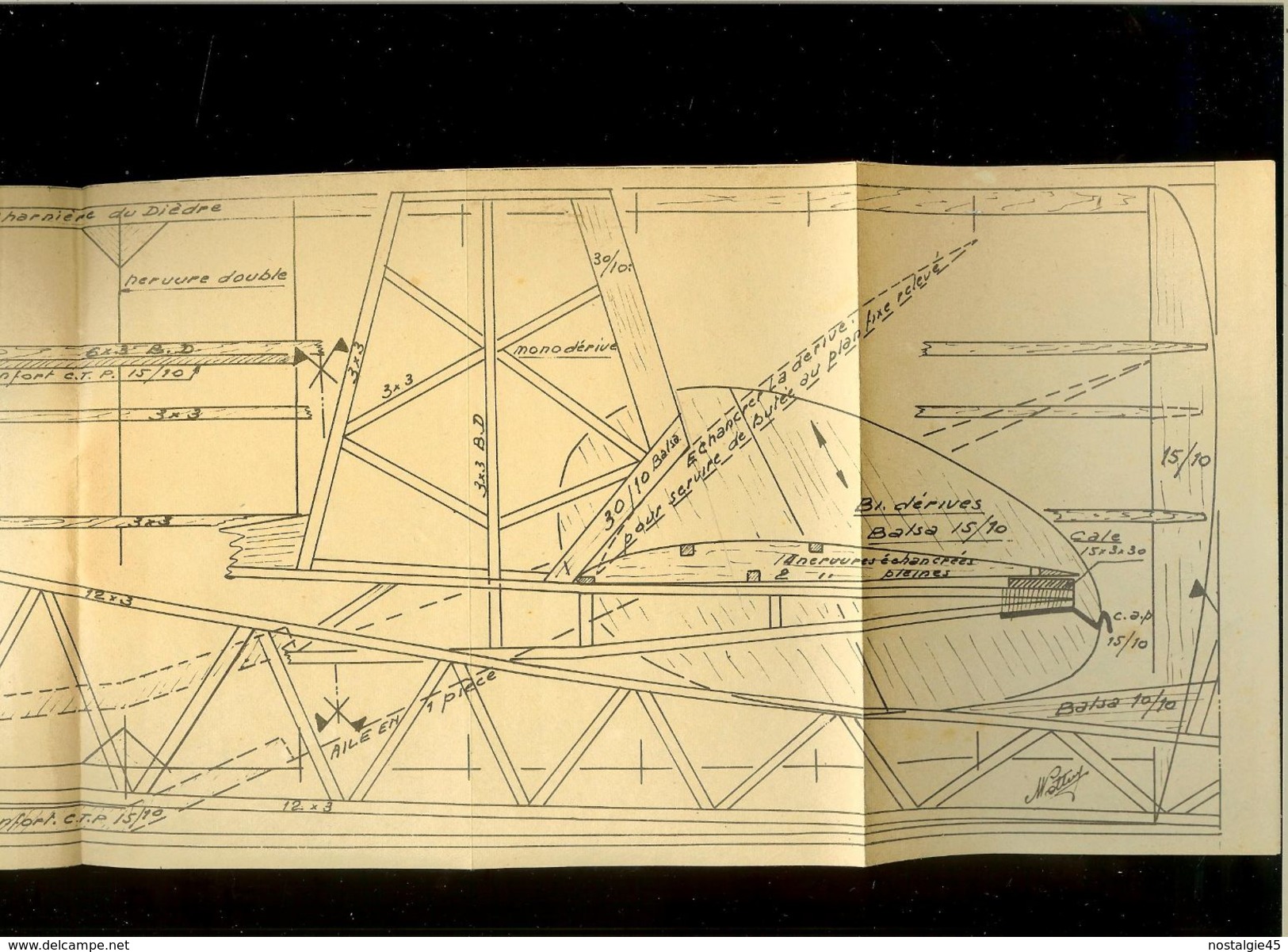 Aviation -Plan  De Planeur De Début  J.Morisset  FAON 120 - Autres & Non Classés