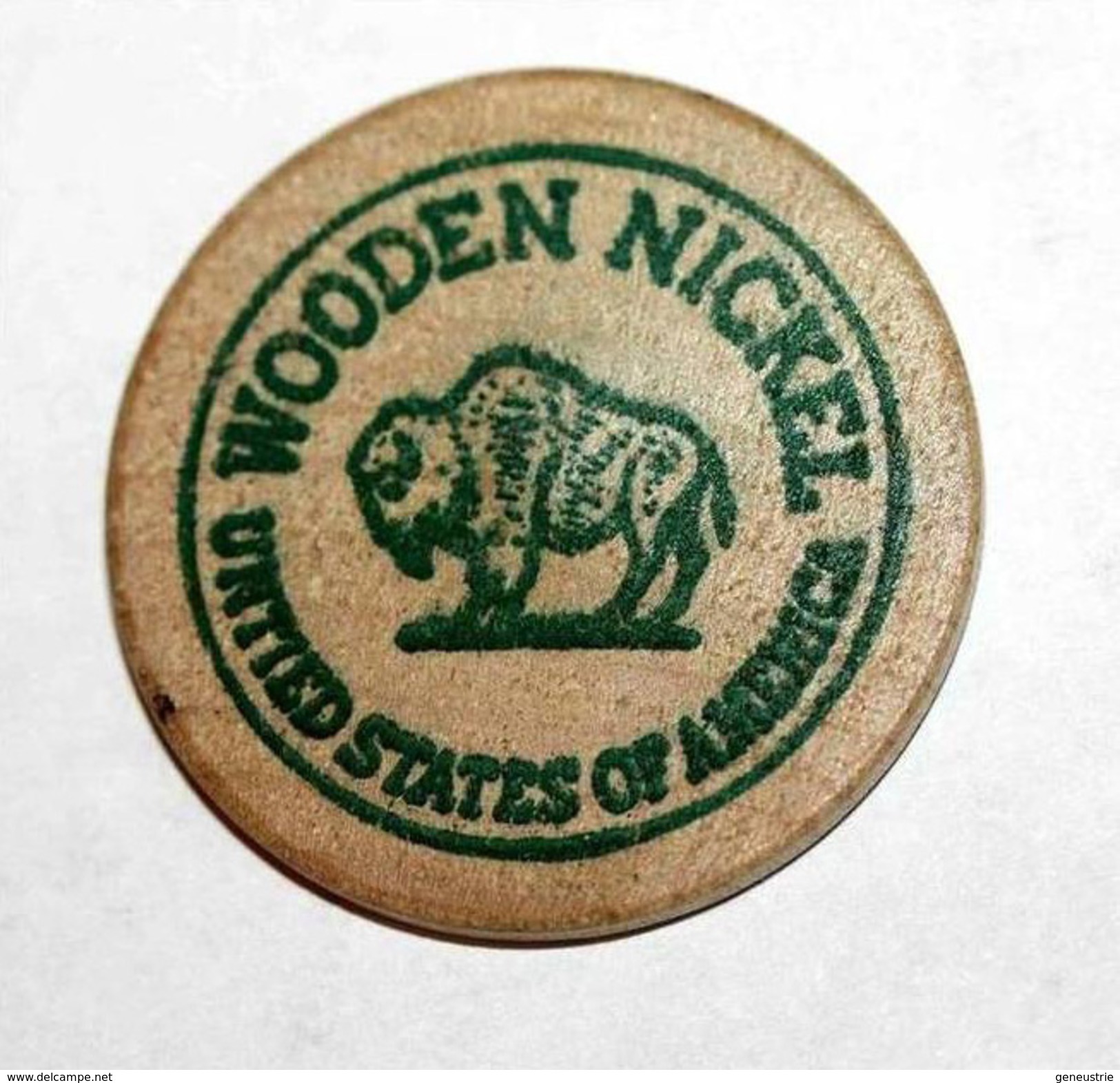 Wooden Token - Wooden Nickel - Jeton Bois Bison Monnaie Nécessité - Miami Floride - Etats-Unis - Monétaires/De Nécessité