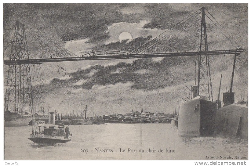 Astronomie - Lune Nuit - Nantes - Pont Remorqueur Chantenay N° 10 Bâteaux - Cachet Hauser Wolf Paris 10 Rue Pavée 4ème - Astronomie