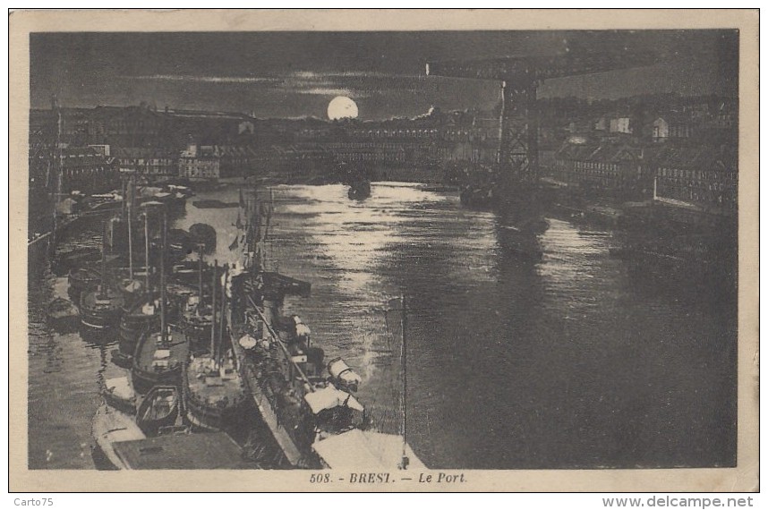 Astronomie - Lune Nuit - Brest - Bâteaux Port - 1923 - Astronomia