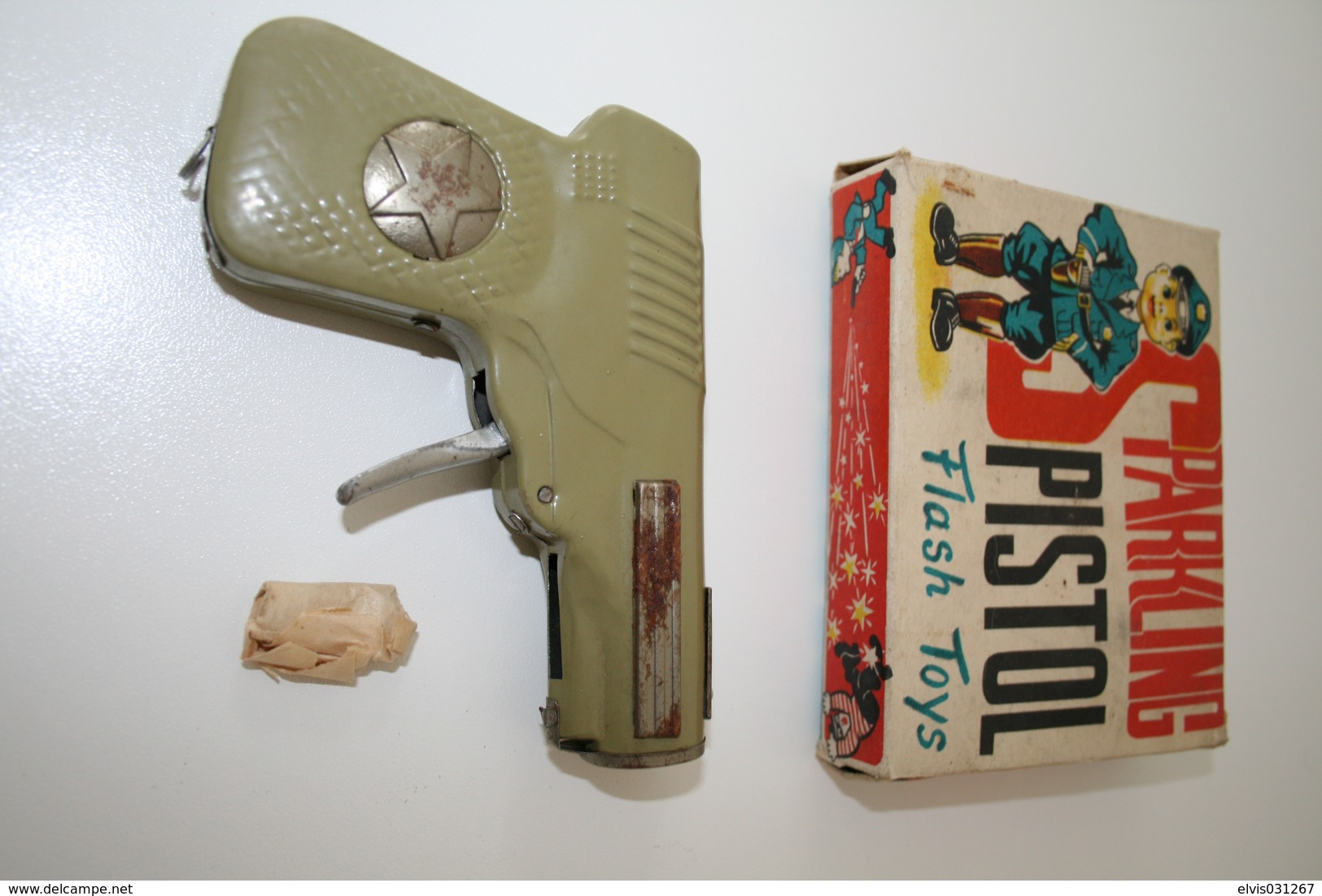 Vintage TOY GUN : MODERN TOYS - L=12cm - 1950-60s - Keywords : Cap Gun - Cork Gun - Rifle - Revolver - Pistol - Tin - Decorative Weapons