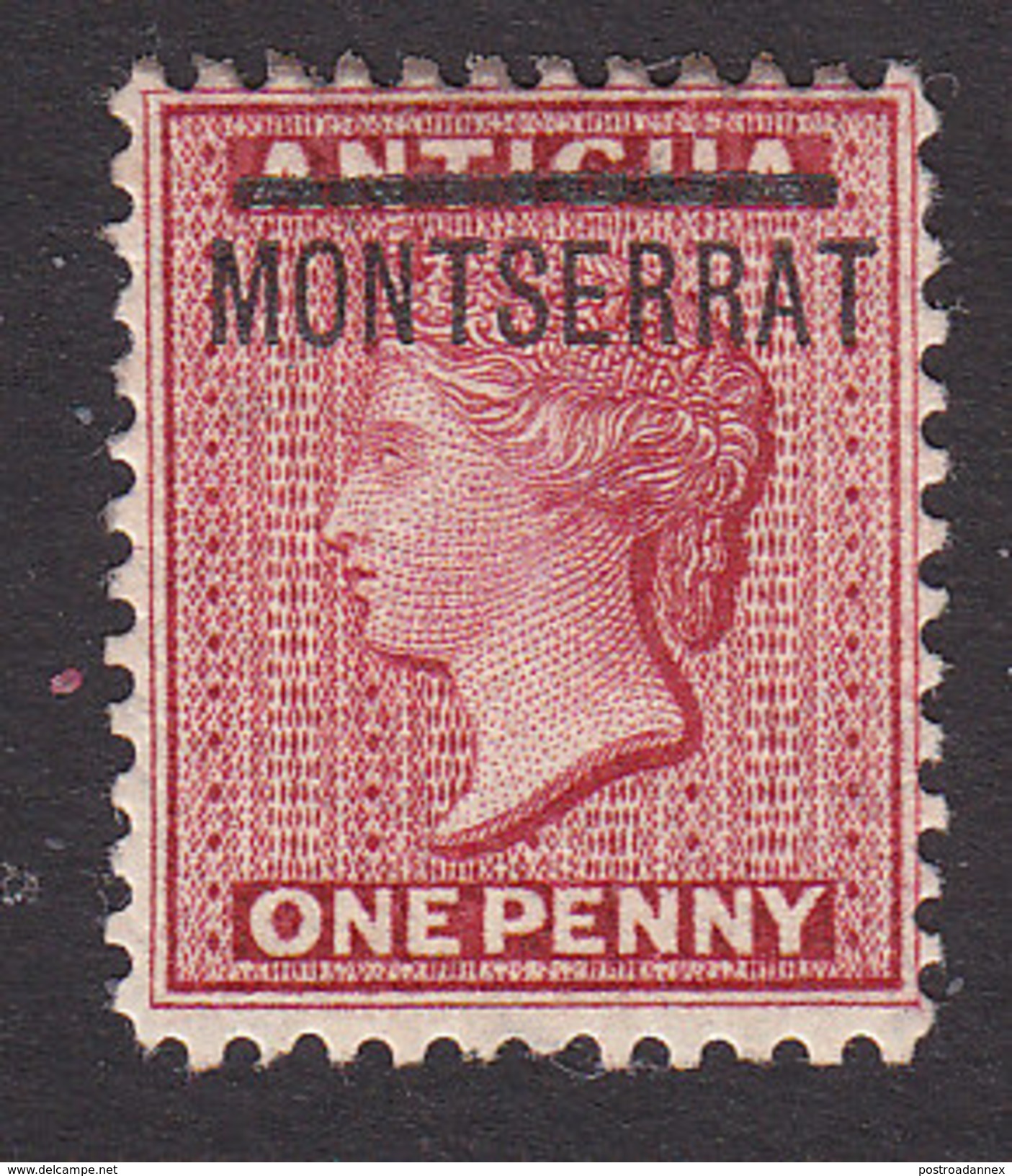 Montserrat, Scott #11, Mint Hinged, Queen Victoria Overprinted, Issued 1884 - Montserrat