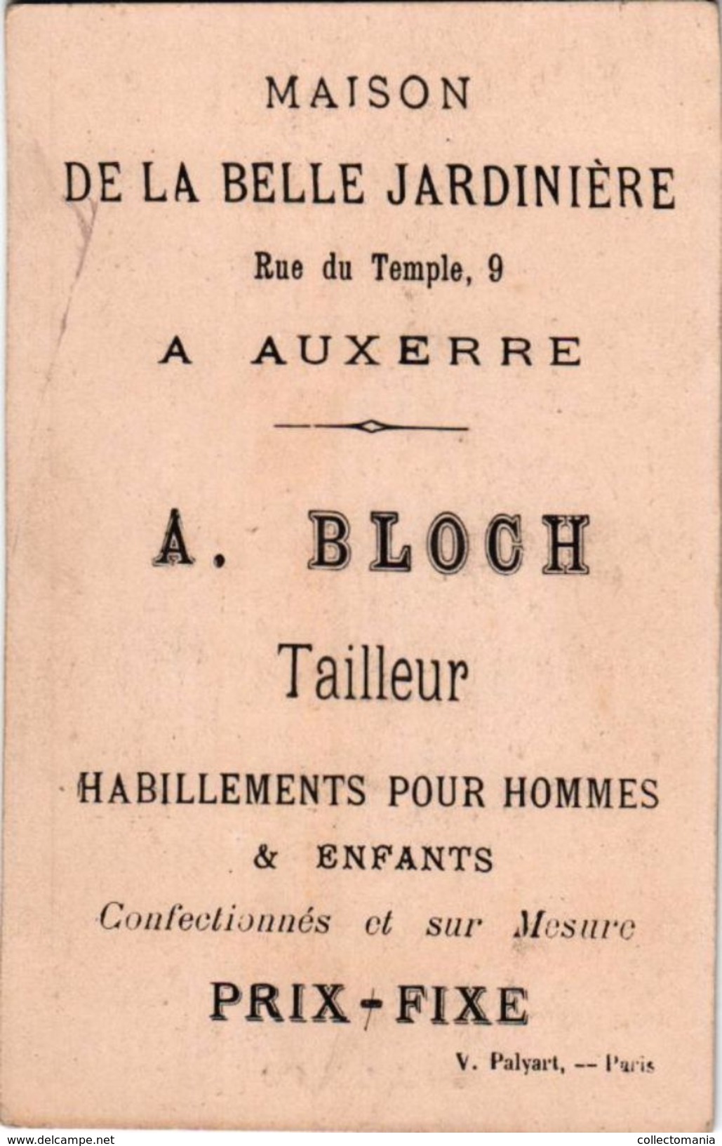 8 cartes SERIE compl.  litho chromos c1890, BLOCH à AUXERRE, Belle JARDINIERE impr PALYART - Tres Bien,  cartes de table