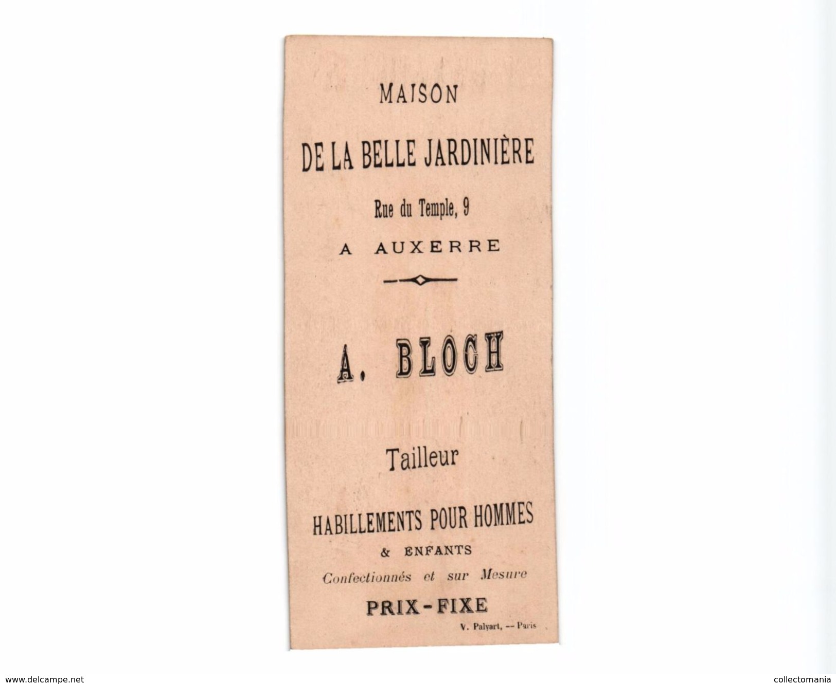 8 cartes SERIE compl.  litho chromos c1890, BLOCH à AUXERRE, Belle JARDINIERE impr PALYART - Tres Bien,  cartes de table