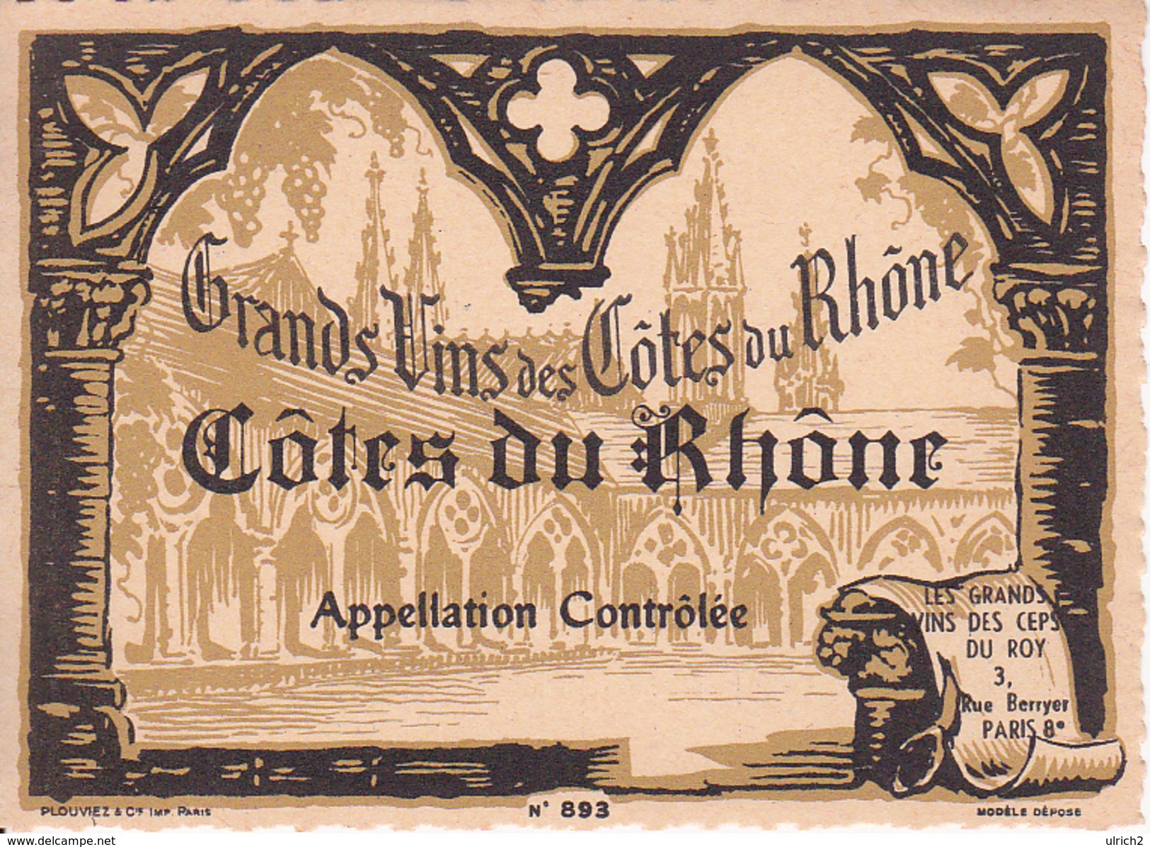 Wein Etikett - Côtes Du Rhône - Grands Vins - No. 893 (29434) - Côtes Du Rhône