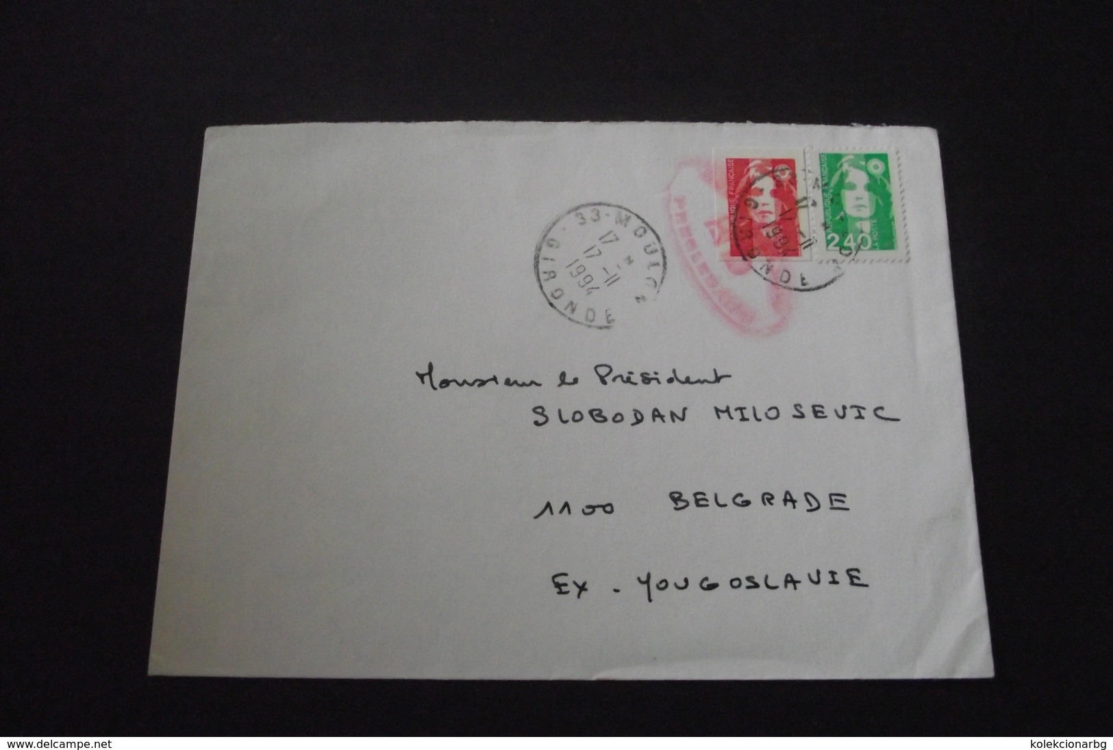 571. Letter Sent To Slobodan Milosevic With Censored Seal - Covers & Documents