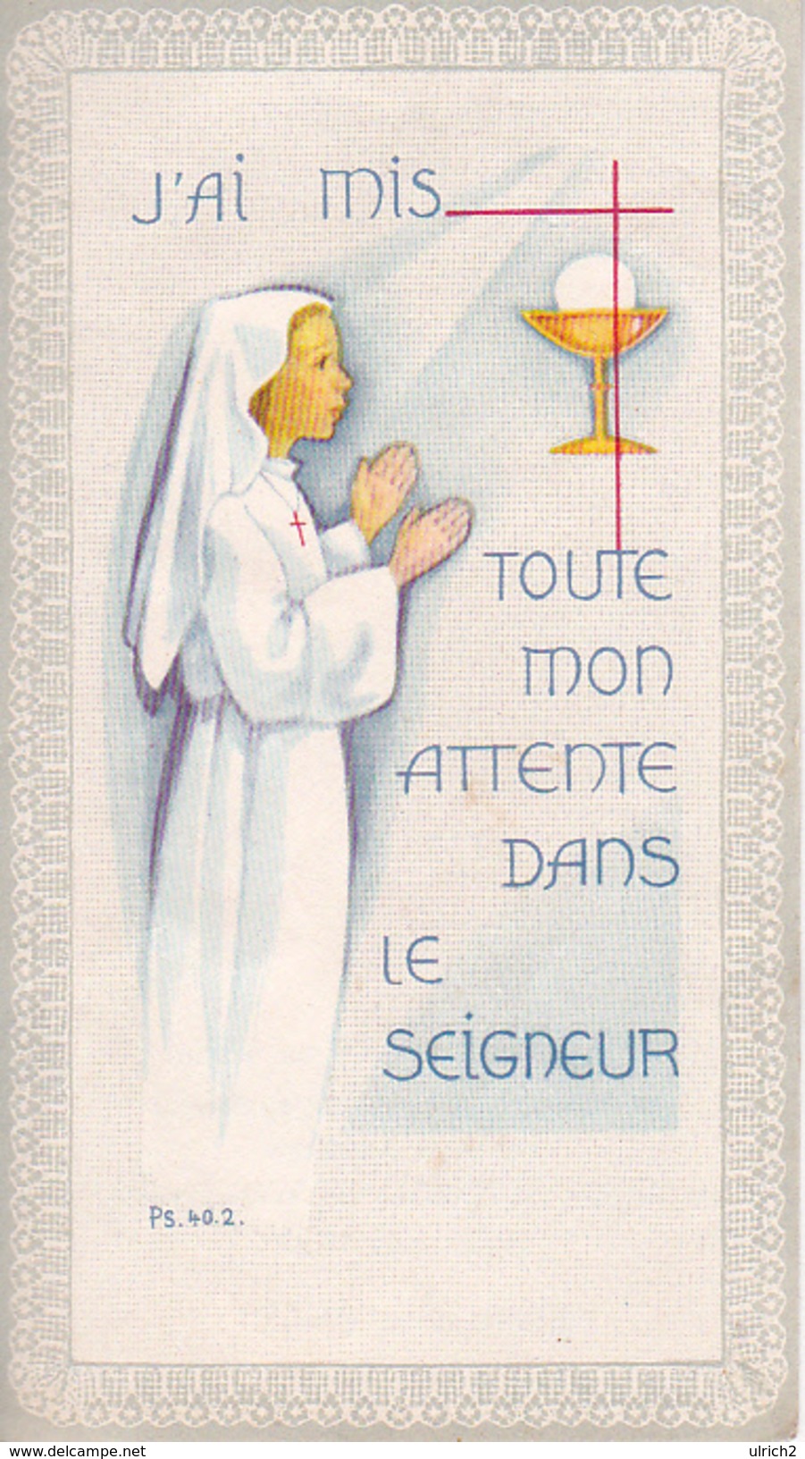 Andachtsbild - Image Pieuse - Communion - Eglise St-Maurice De Wolschwiller - 1971 - Marie-Rose Eglin - 6*11cm (29440) - Devotion Images