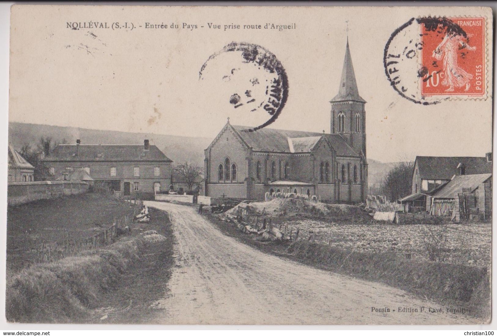 NOLLEVAL : ENTREE DU PAYS - VUE PRISE ROUTE D'ARGUEIL - L'EGLISE - 2 SCANS - - Autres & Non Classés