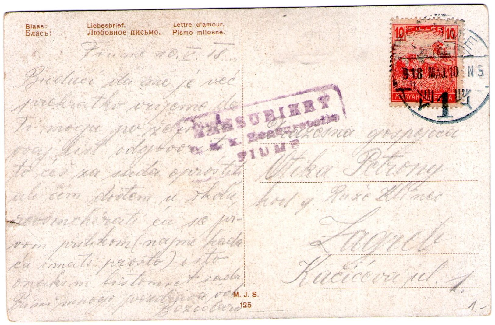 FIUME And Cenzor Fiume TIP 2 From 1918 - Croatia