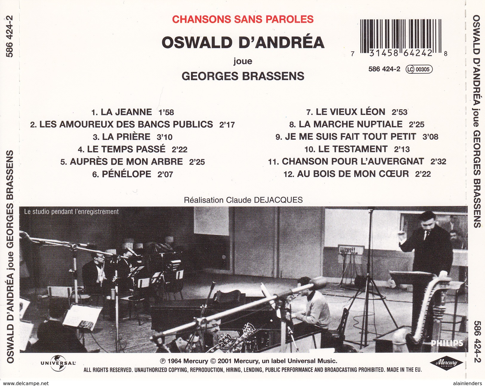 Cd Chansons Sans Paroles De... Georges Brassens. - Instrumental