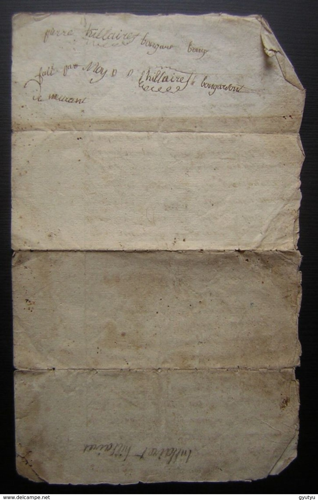 1734 Délibéré Du Tribunal Concernant Le Testament De Jean Hillairet, Texte Juridique Très Intéressant ! (famille Menard) - Manuscrits