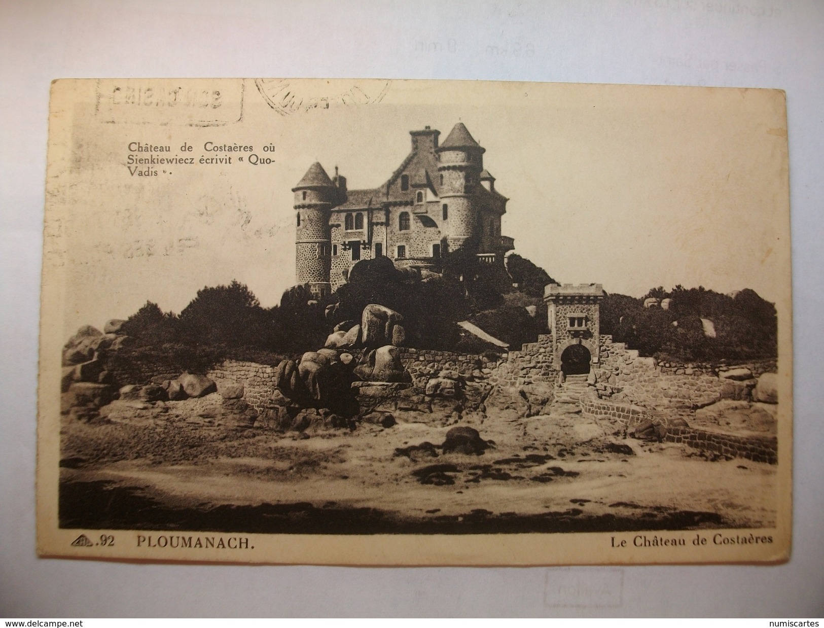 Carte Postale Ploumanac'h (22) Le Chateau De Costaères (Petit Format Oblitérée 1937 ) - Ploumanac'h