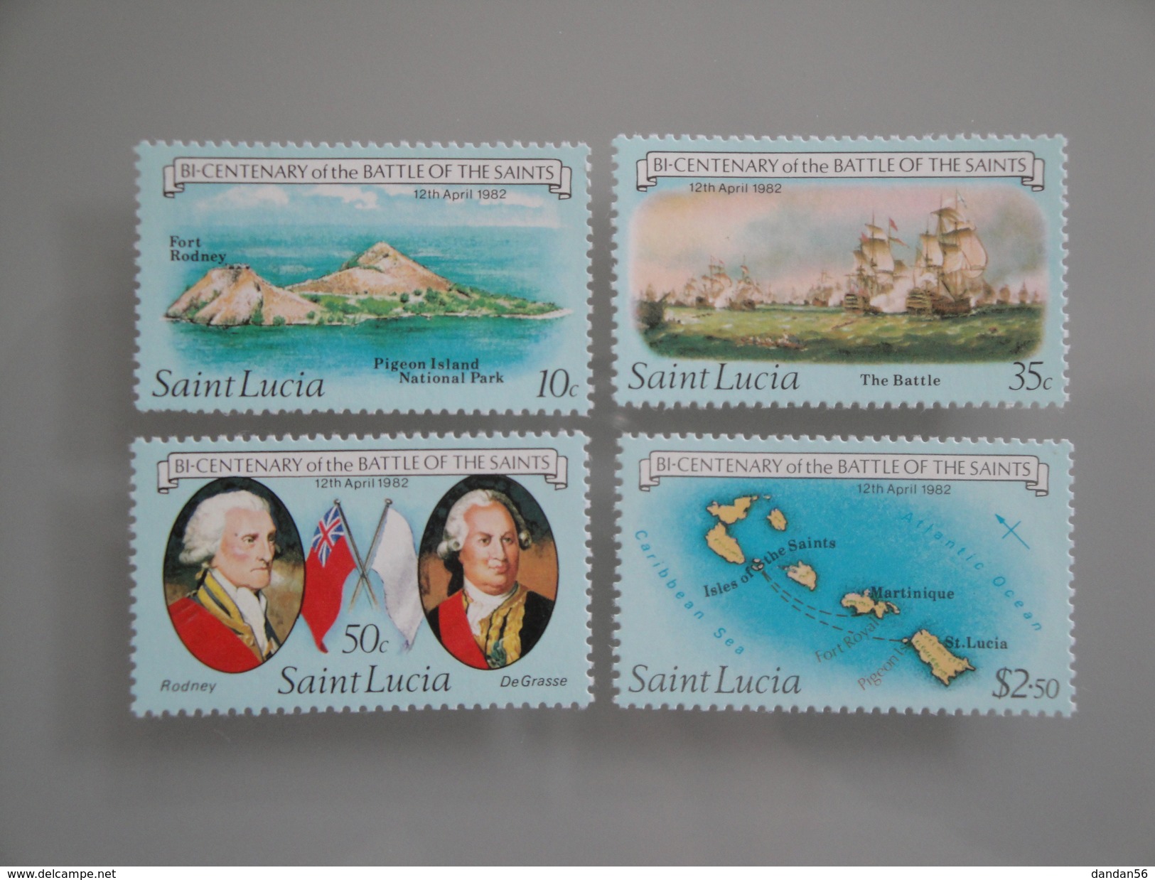 1982  Ste Lucie Yvert 567/70 **  Bateaux Ships  Scott Xx Michel 578/81 Sea Battle Of Saintes - St.Lucie (1979-...)