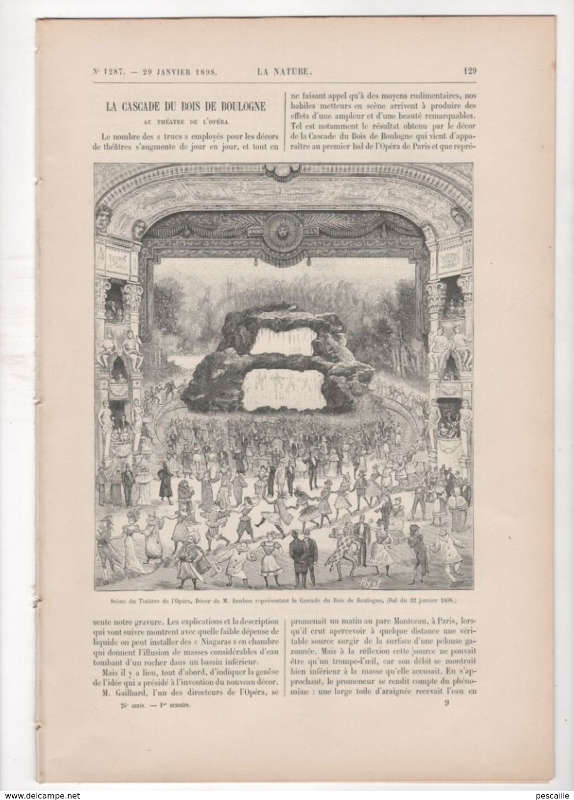 LA NATURE 29 01 1898 - OPERA CASCADE BOIS DE BOULOGNE - VETERINAIRE - RECOLTE FEUILLARDS LOZERE - TOUR EIFFEL ORAGE - 1850 - 1899