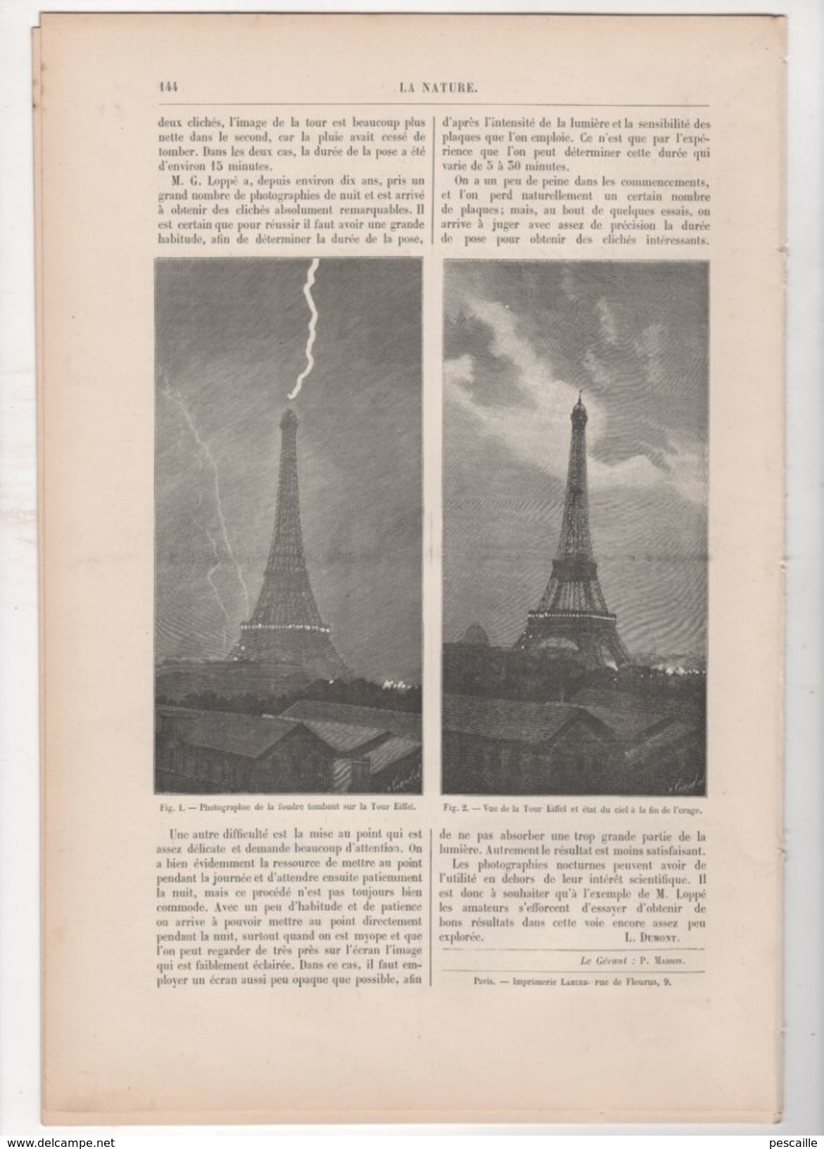 LA NATURE 29 01 1898 - OPERA CASCADE BOIS DE BOULOGNE - VETERINAIRE - RECOLTE FEUILLARDS LOZERE - TOUR EIFFEL ORAGE